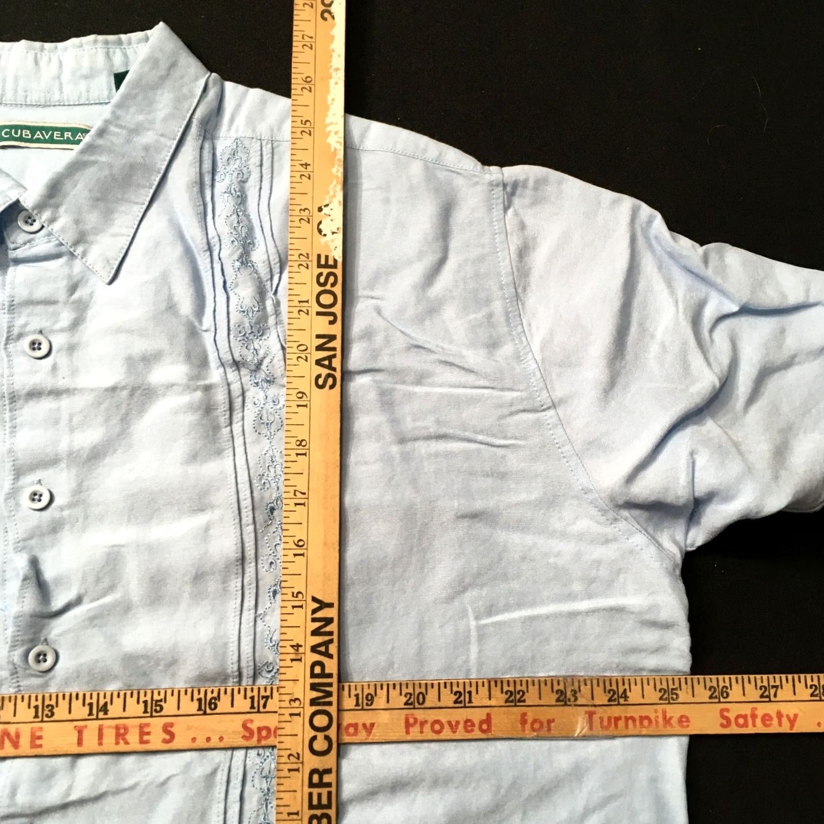 Cubavera Cubavera Blue Floral Embroidered Short Sleeve Button Up Shirt XL Men Size US XL / EU 56 / 4 - 5 Thumbnail