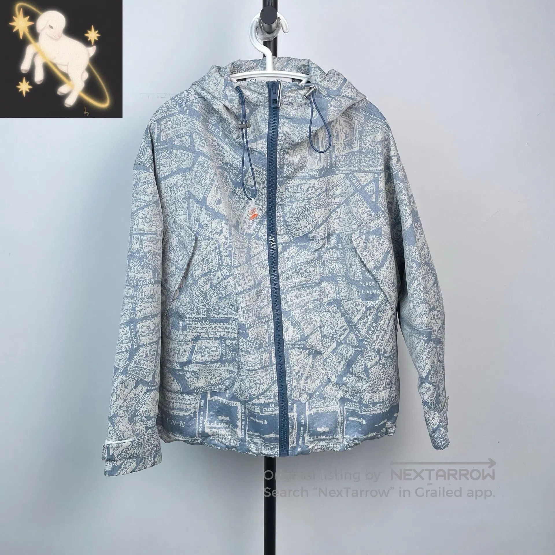 Dior Dior Light Grey-Blue Paris Map Windbreaker Jacket with Hoo Size US M / EU 48-50 / 2 - 1 Thumbnail