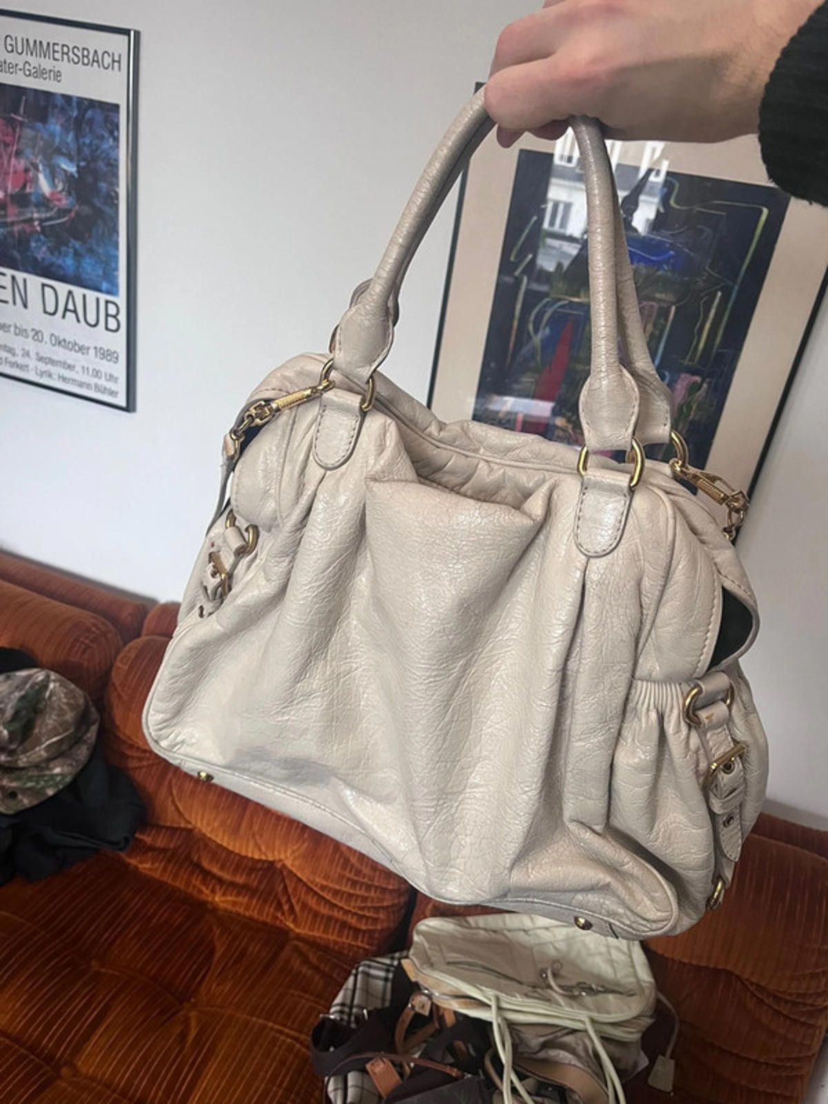 Miu Miu Miu Miu - Beige Leather Satchel Bag Size ONE SIZE - 3 Thumbnail