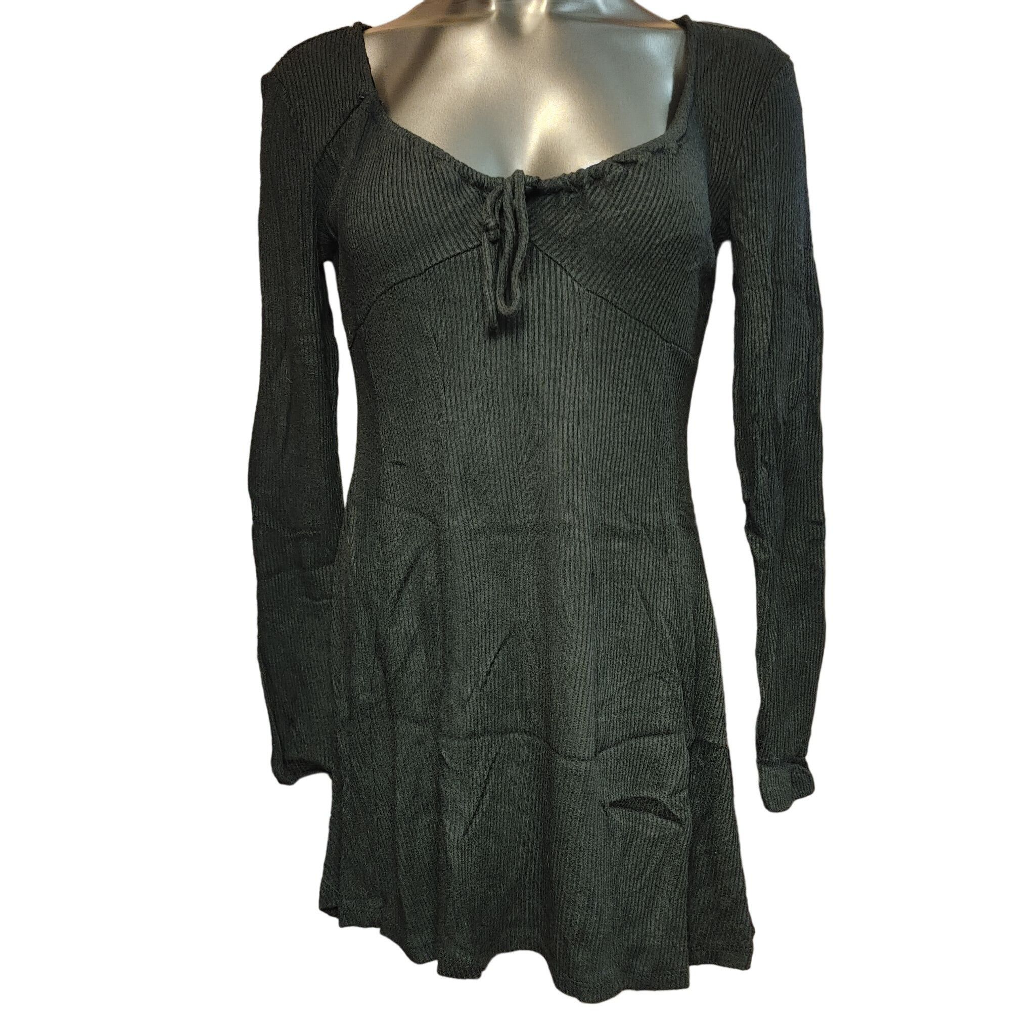 Other Wild Fable Women's Black Knit Ribbed Long Sleeve Tie Front D Size L / US 10 / IT 46 - 1 Thumbnail