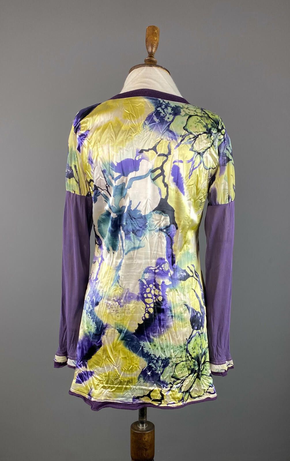 Designer Elisa Cavaletti Multicolor Floral Mesh Tunic Dress Size L Size L / US 10 / IT 46 - 5 Thumbnail