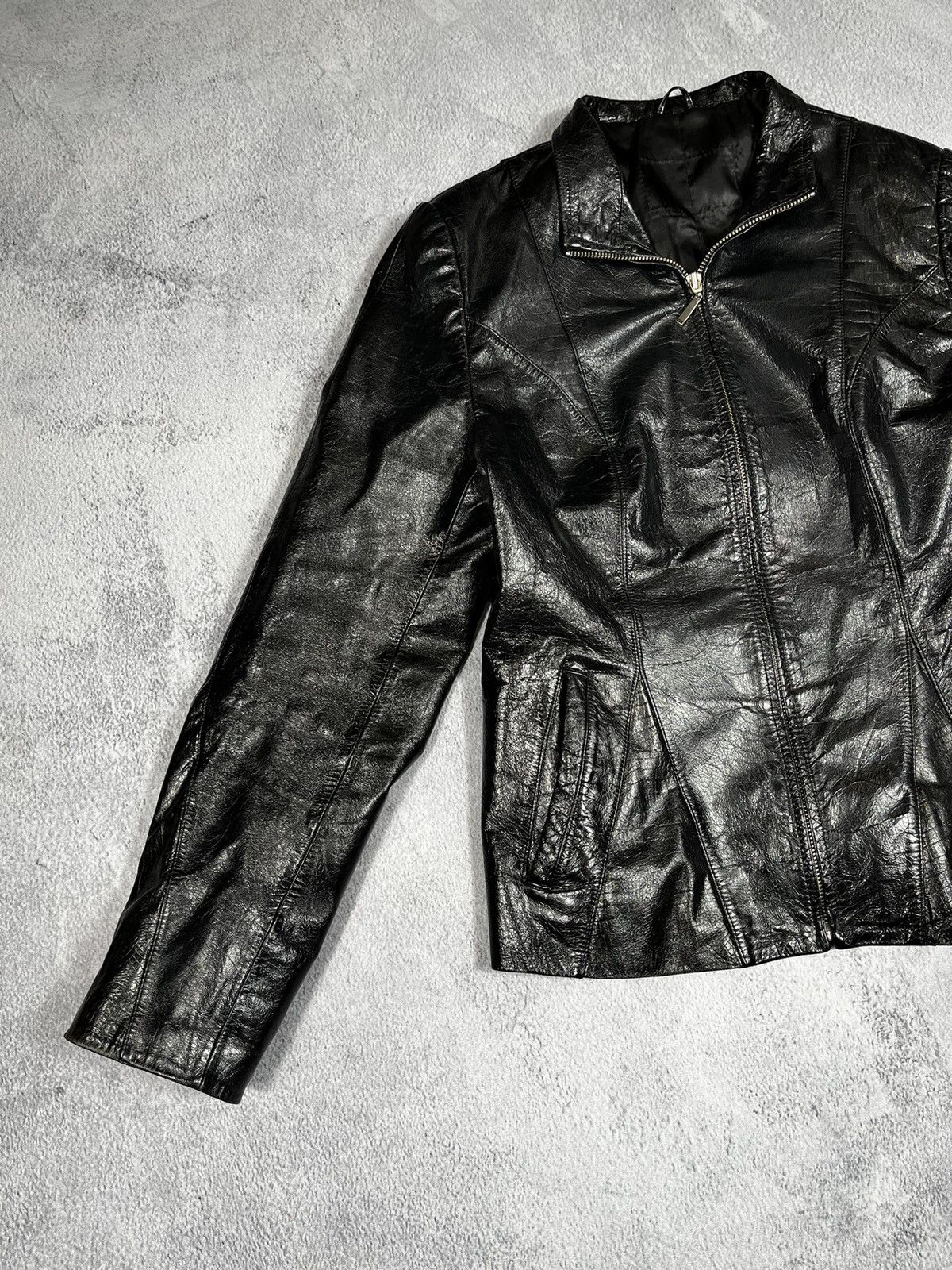 Vintage Vintage 90s Japan leather jacket crocodile style AvantGarde Size M / US 6-8 / IT 42-44 - 2 Thumbnail