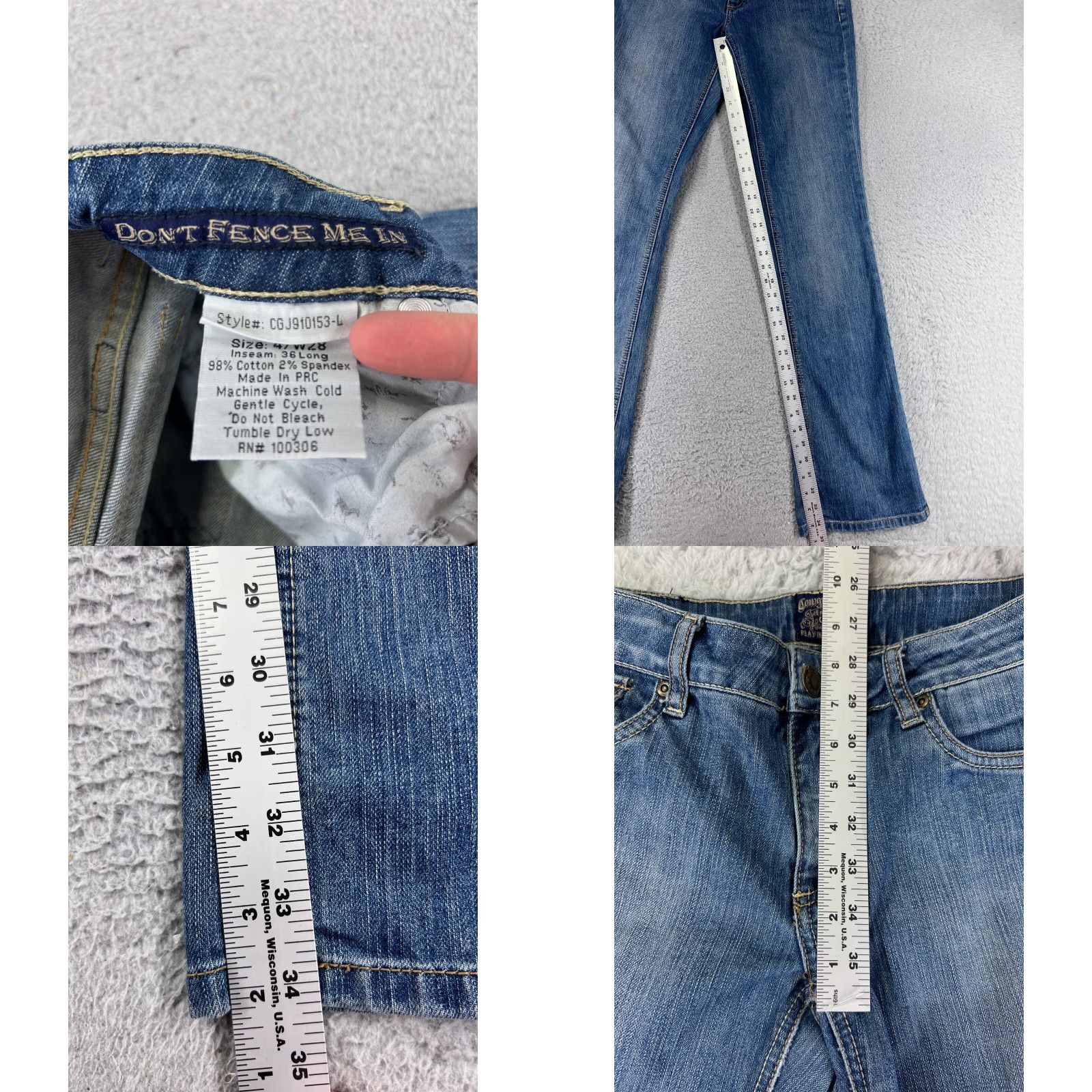 Denime Cowgirl Up Jeans Women 4 26x34 Blue Denim Boot Cut Cotton Dont Fence Me Size 27" / US 4 / IT 40 - 8 Thumbnail