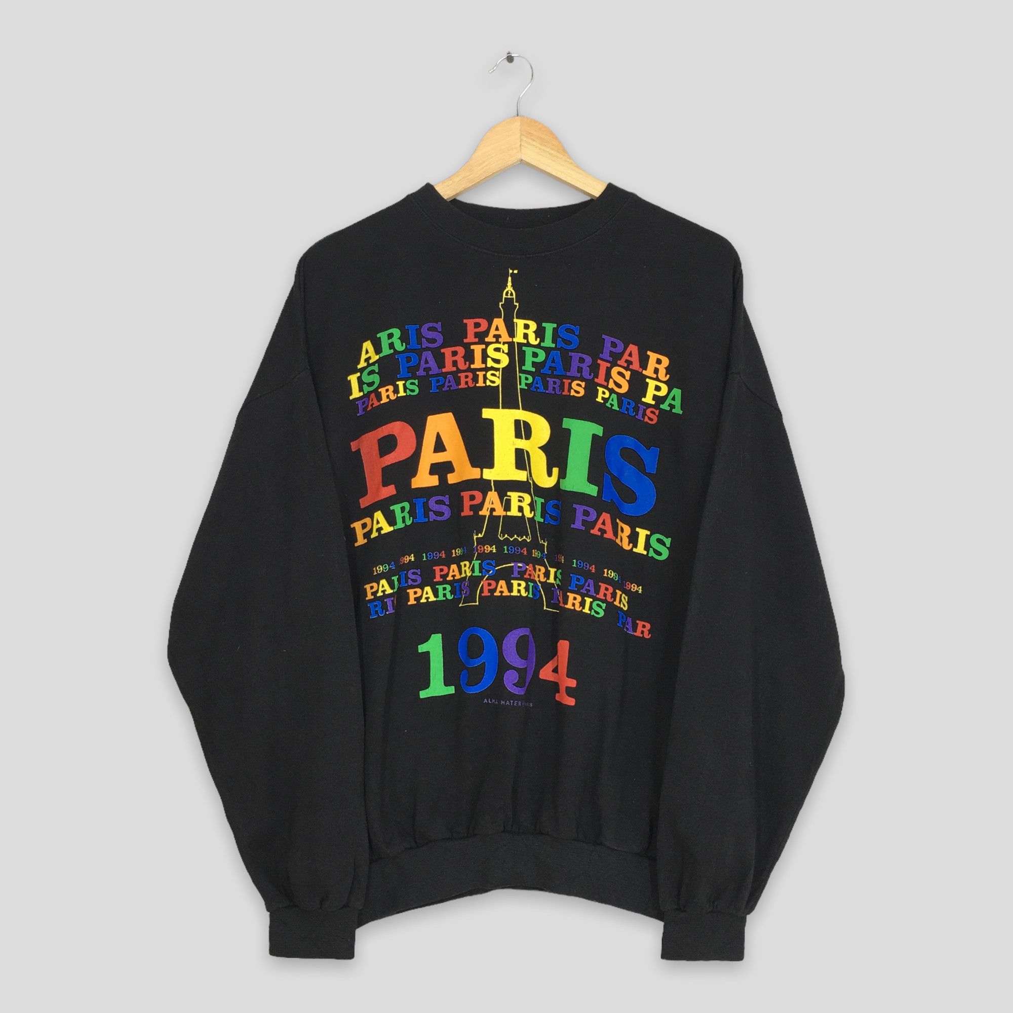image of NCAA x Vintage 90's Paris France Eiffel Tower Sweatshirt Large in Black, Men's