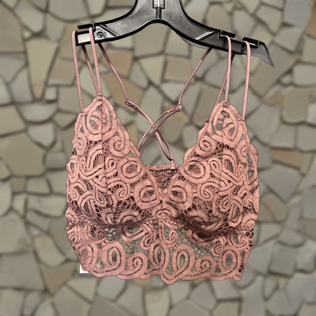 Victoria's Secret PINK Women's Lace Bralette S Pink Cross Back Underwear