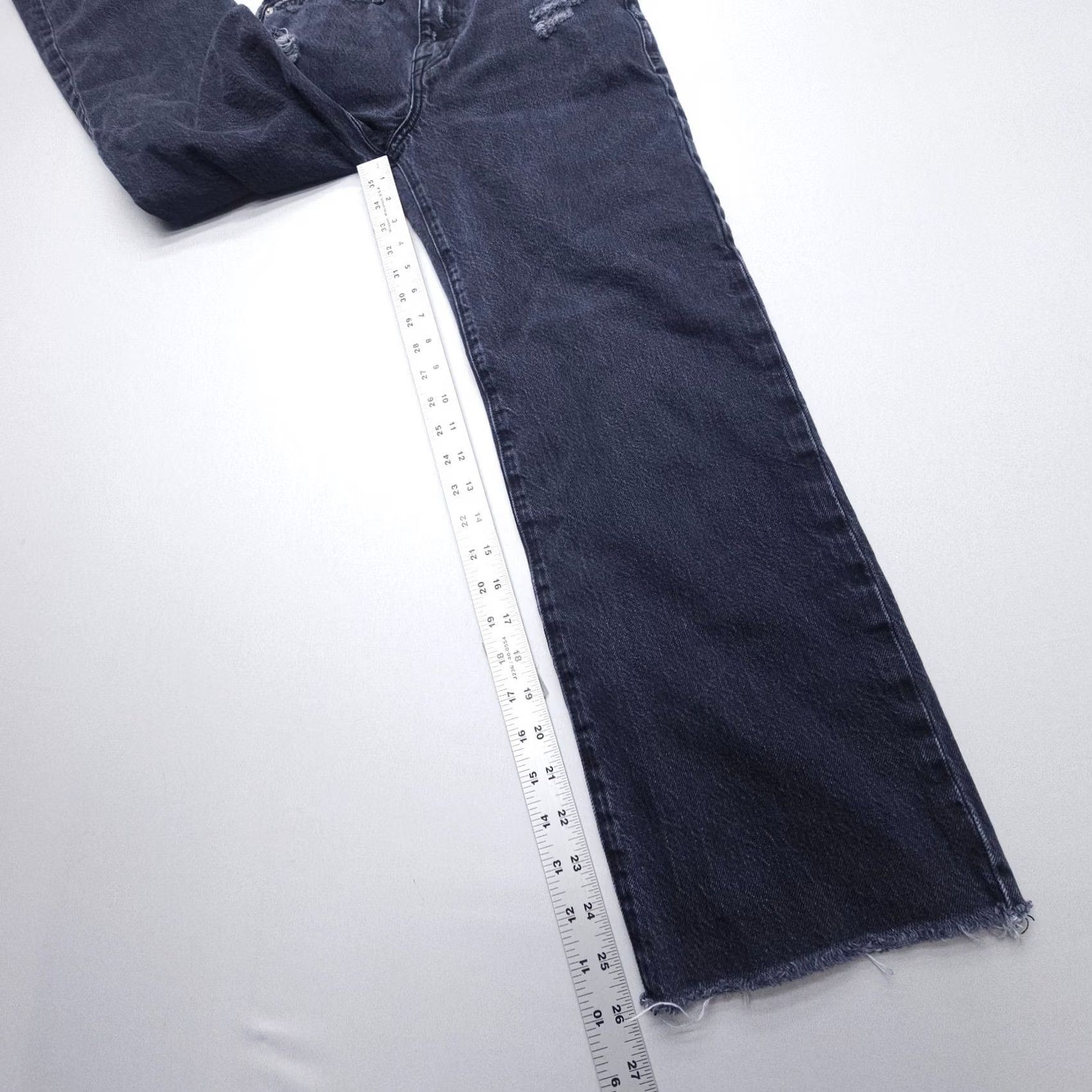 Frame VINTAGE Frame Le Jane Crop High Rise Straight Jeans 24 Black Distressed Relaxed Women's Jeans Distressed Crop 90s City Style Size 42" / US 20 - 6 Thumbnail