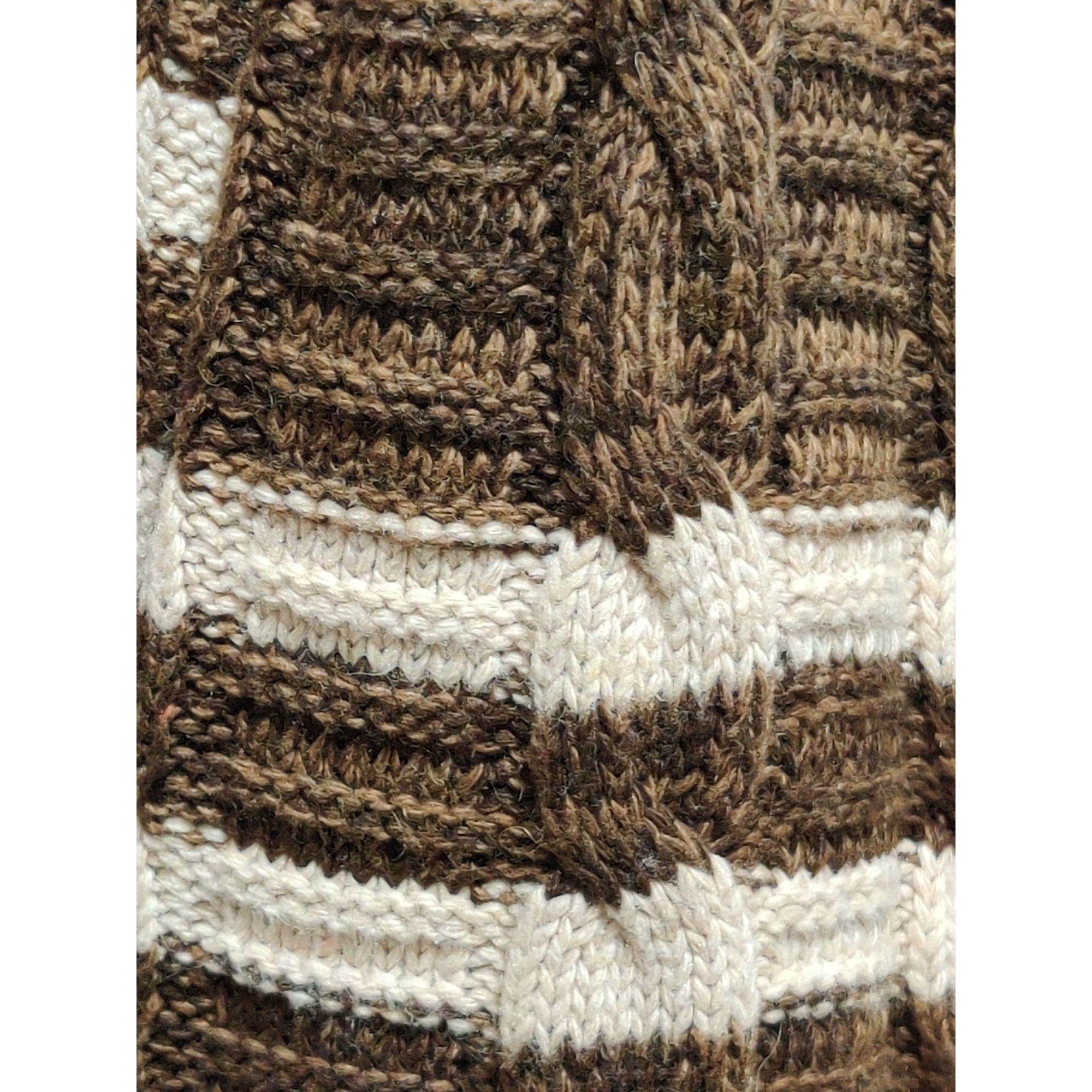 Other Brown Cable Knit Wool Cashmere Blend Scarf Cream Stripe New Size ONE SIZE - 12 Thumbnail