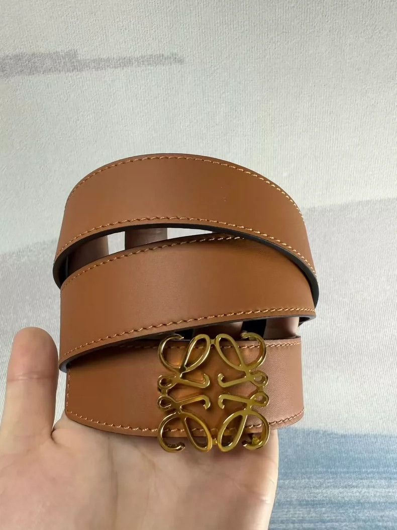 LOEWE size 80 Caramel color golden buckle double-sided belt