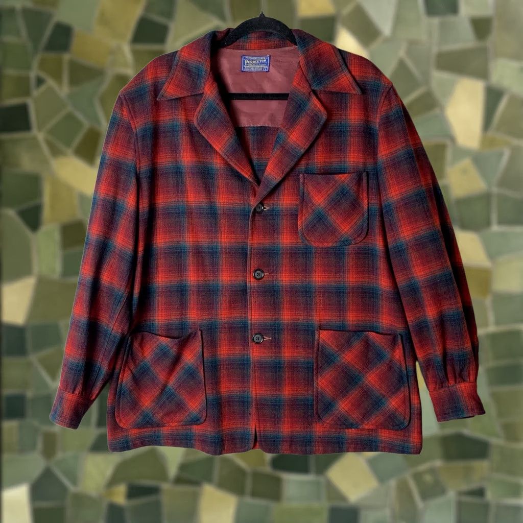 Pendleton VINTAGE Pendleton Blazer Women L Red Tartan Plaid Wool USA Button Long Sleeve Pocketed 3 Front Pockets Readable Size L / US 10 / IT 46 - 1 Thumbnail