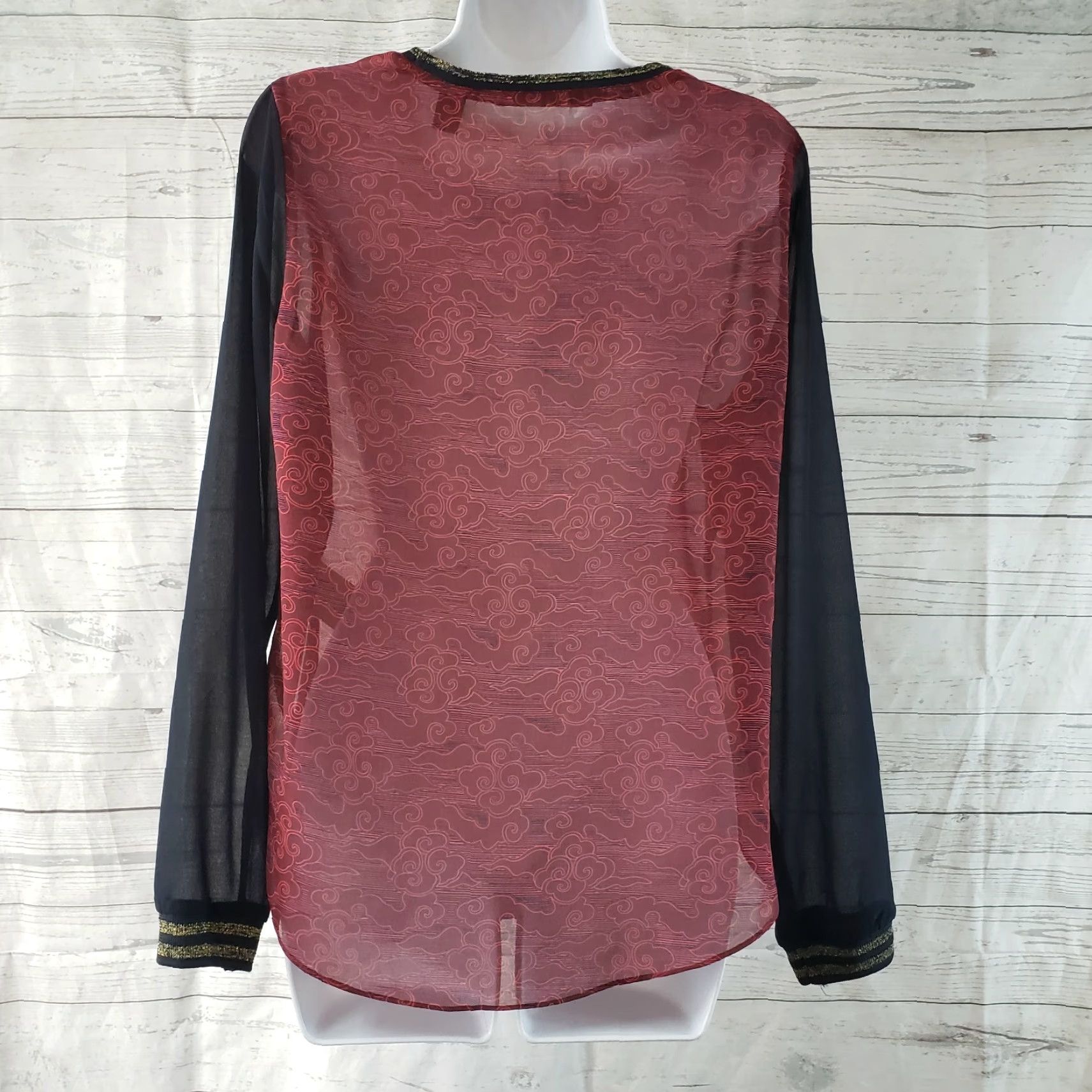 Scotch & Soda Scotch & Soda Maison Scotch Womens Blouse Size 2 Long Sleeve Maroon Red Sheer Polyester Round Neck Womens Size XS / US 0-2 / IT 36-38 - 4 Thumbnail