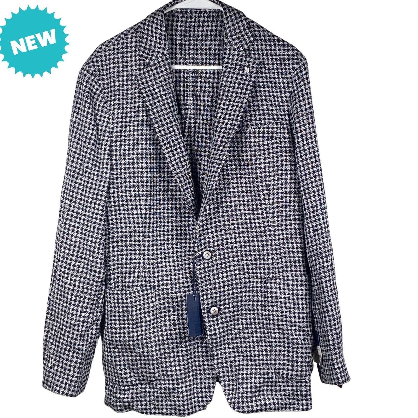 Stafford Stafford Seasonal Sport Coat Mens 42 Reg Navy Check Textured Size 42R - 1 Thumbnail
