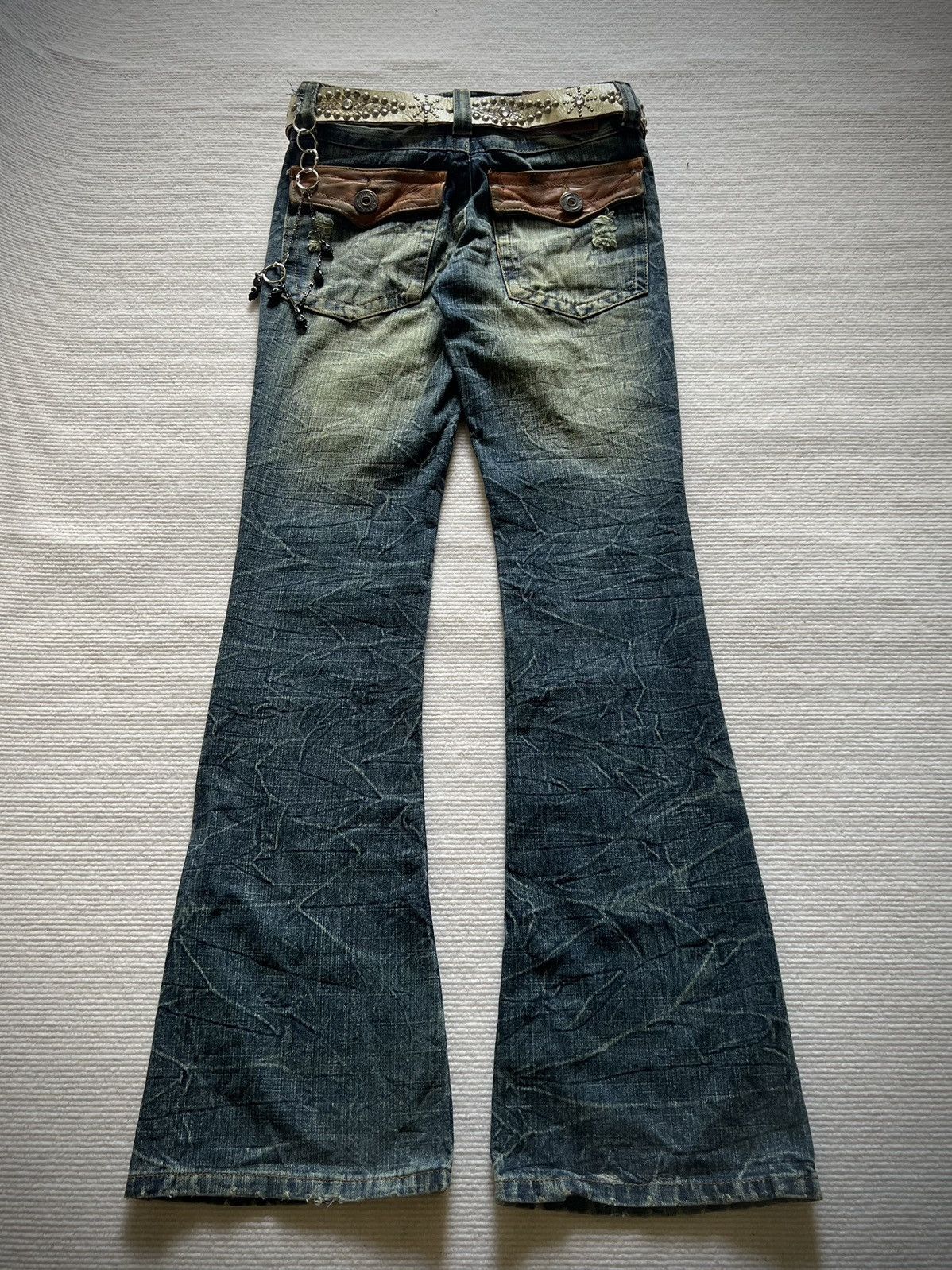 If Six Was Nine Press Low Rise Distressed Flare Jeans 2000s–Y2K(Unisex fit) Size US 29 - 7 Thumbnail