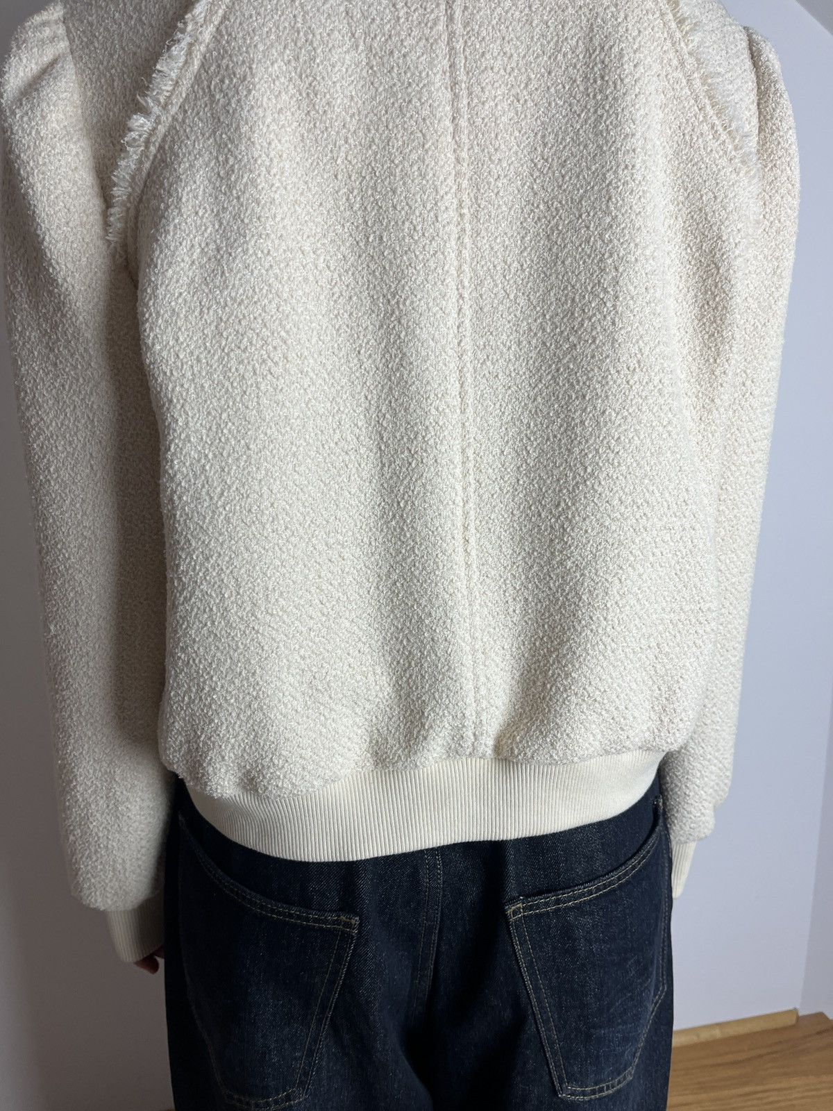 ME+EM ME+EM Tweed Bomber Jacket Cream Stretch Cotton Size XL / US 12-14 / IT 48-50 - 8 Thumbnail