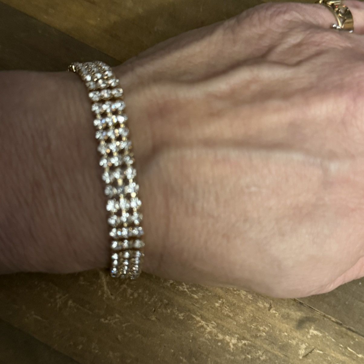 Other Gold tone triple row rhinestone tennis bracelet Size ONE SIZE - 3 Thumbnail