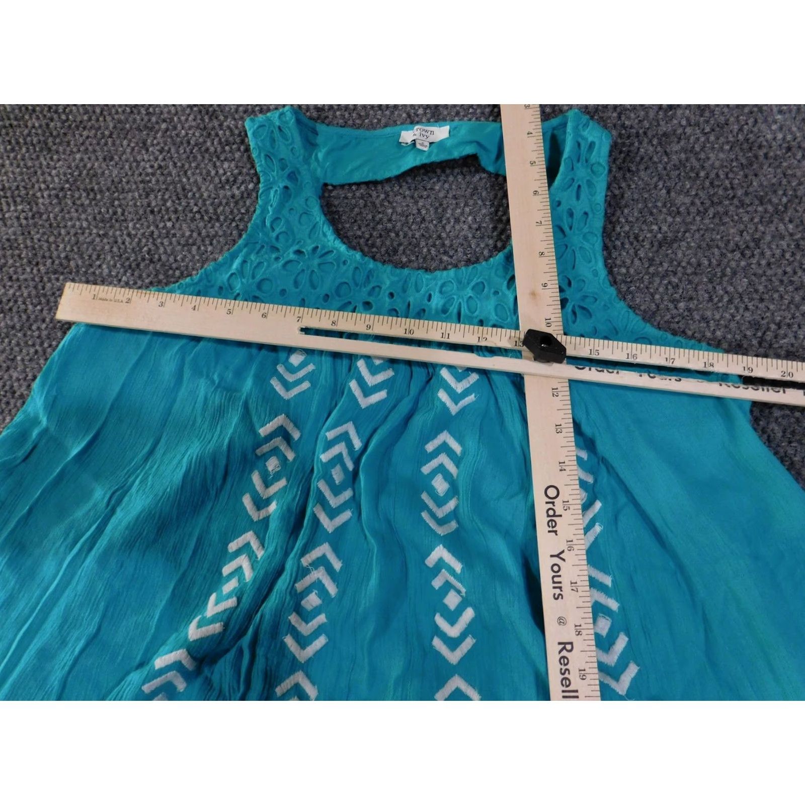 Vintage Crown & Ivy Tank Top Womens Small Blue Embroidered Lace Yoke Boho Flowy Summer Size S / US 4 / IT 40 - 6 Thumbnail