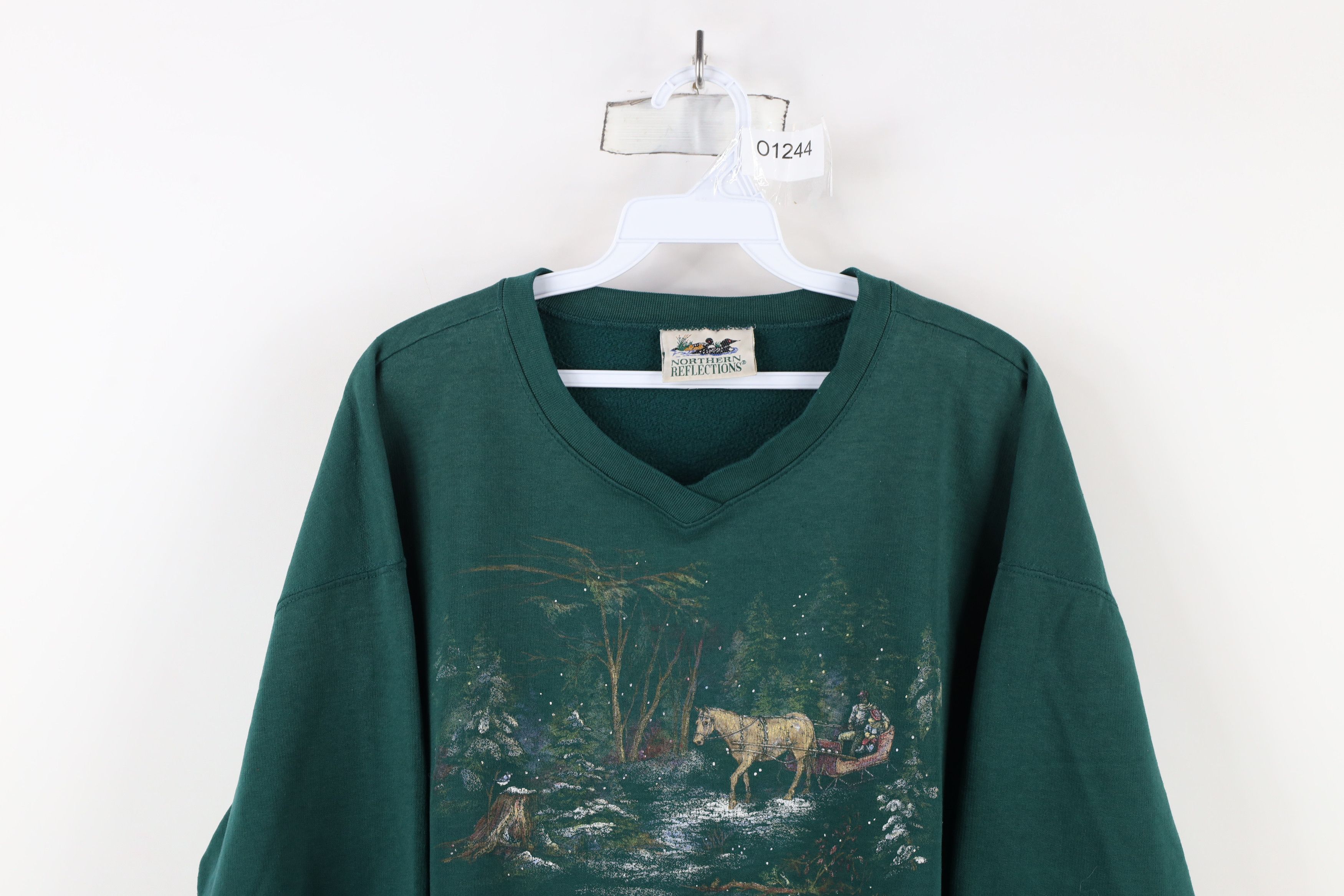 Vintage Vintage 90s Streetwear Nature Forest Sweatshirt Green USA Size XL / US 12-14 / IT 48-50 - 2 Thumbnail