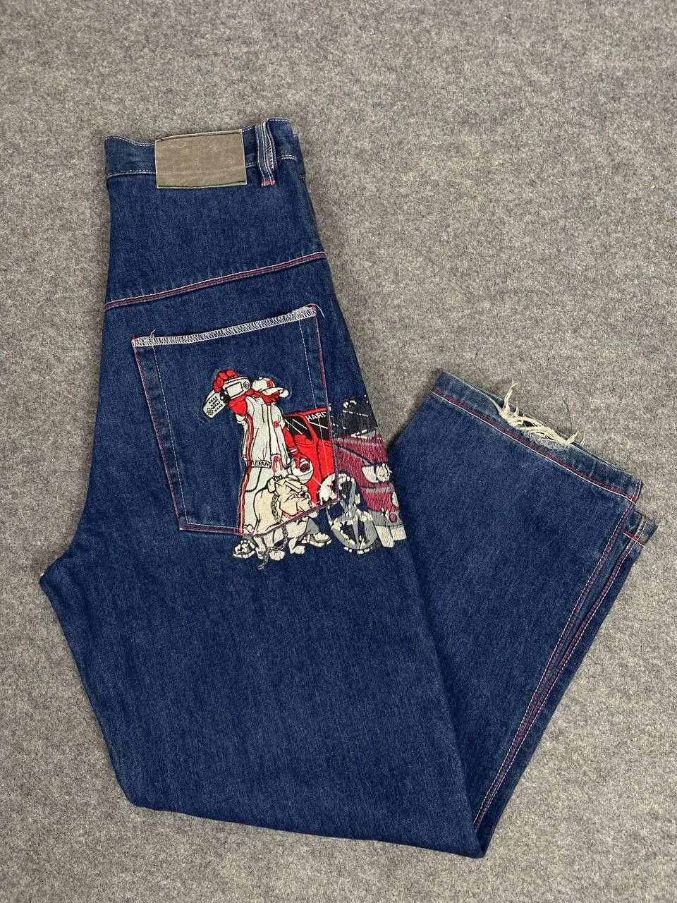 JNCO vintage school of hard knocks baggy denim embroided Size US 33 - 2 Thumbnail
