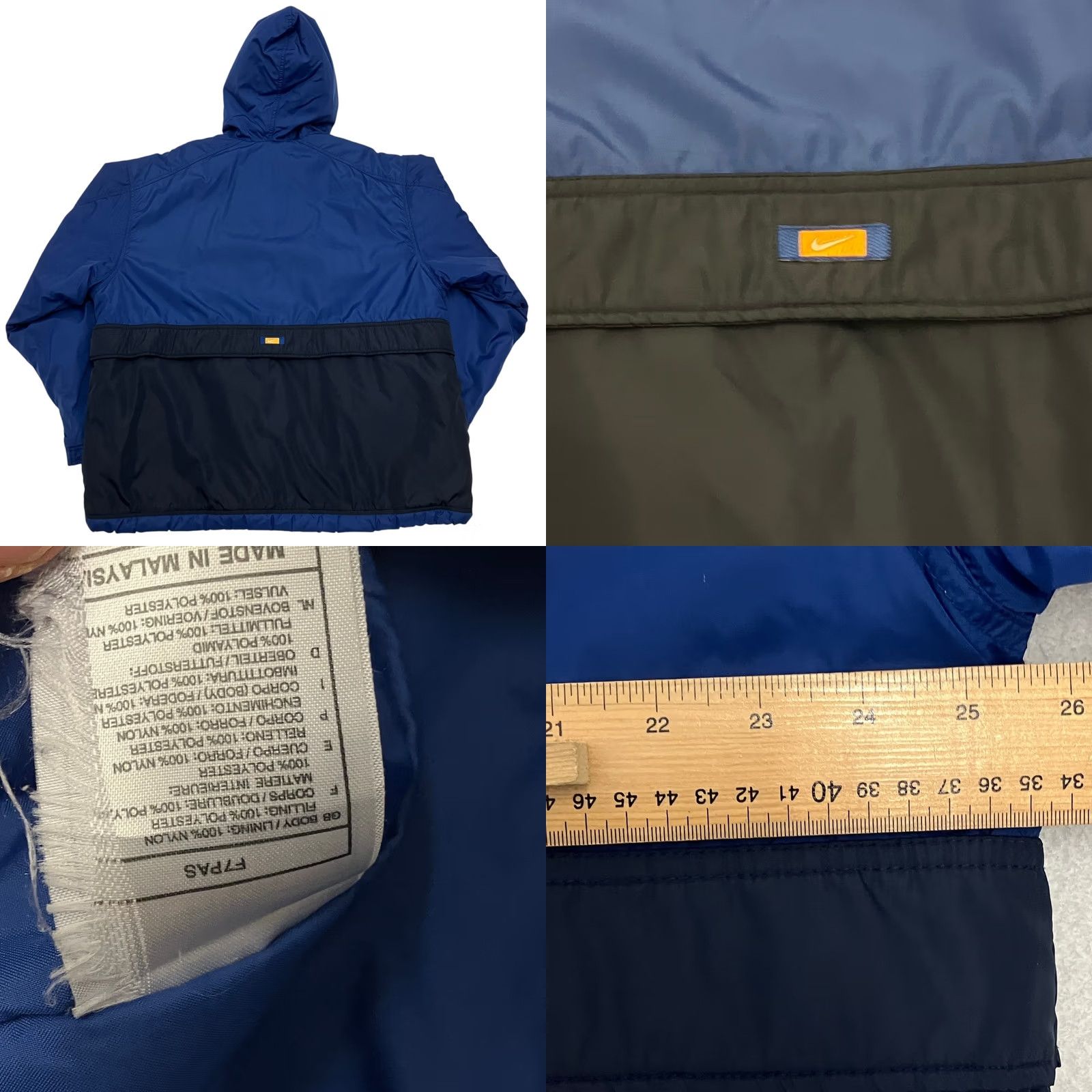 Nike VINTAGE Nike Hooded Anorak Jacket Mens L Blue Black Swoosh Pullover Coat Size US L / EU 52-54 / 3 - 8 Thumbnail