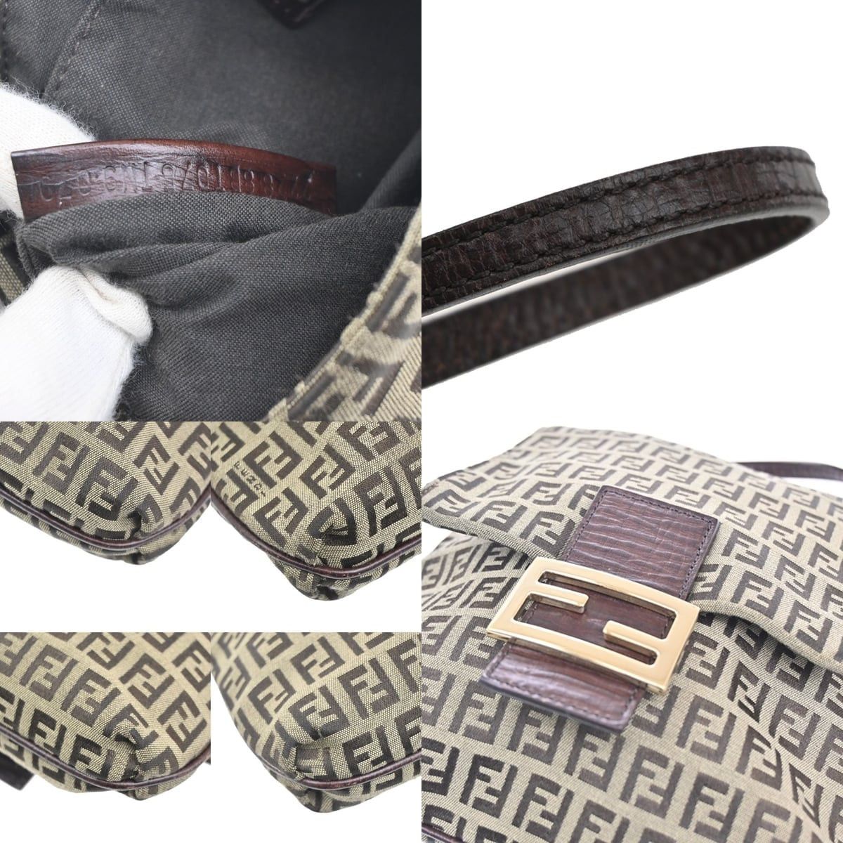 Fendi Fendi Zucchino Canvas Vintage Flap Crossbody Bag Brown Size ONE SIZE - 4 Thumbnail