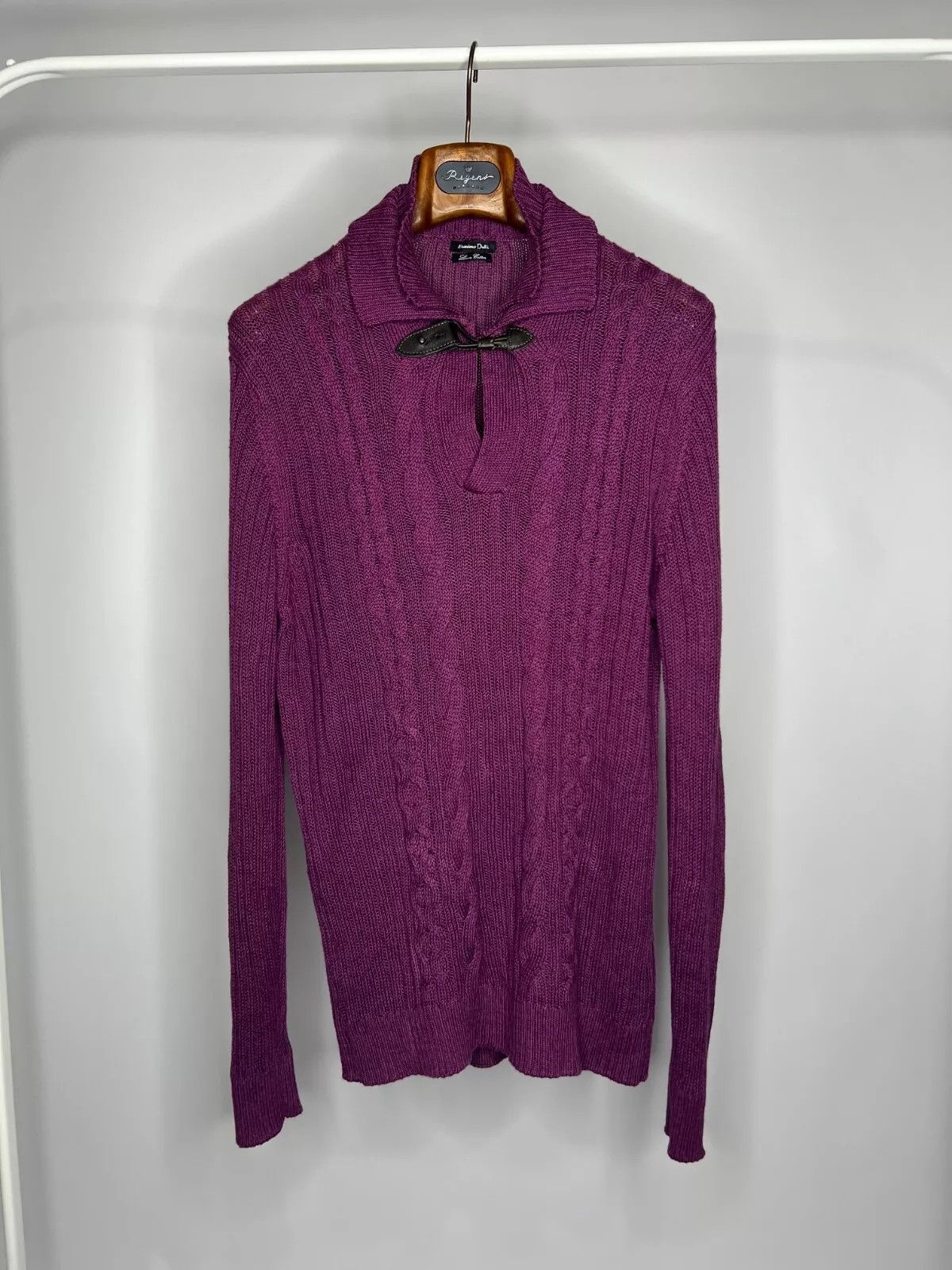 Massimo Dutti Massimo Dutti Purple Cable Knit Sweater XL Linen Cotton Size XL / US 12-14 / IT 48-50 - 1 Thumbnail