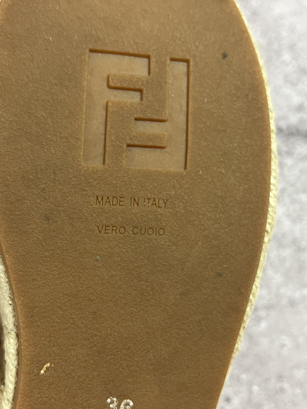 Fendi FF Logo Espadrille Platform Sandals Beige Size EU 36 Size US 5 / IT 35 - 10 Thumbnail