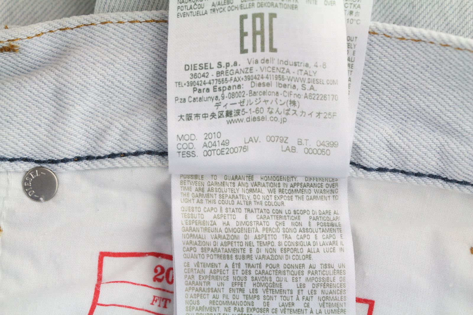 Diesel 2010 0079Z W34/L30 Loose Straight Washed Jeans 40920 Size US 34 / EU 50 - 12 Thumbnail