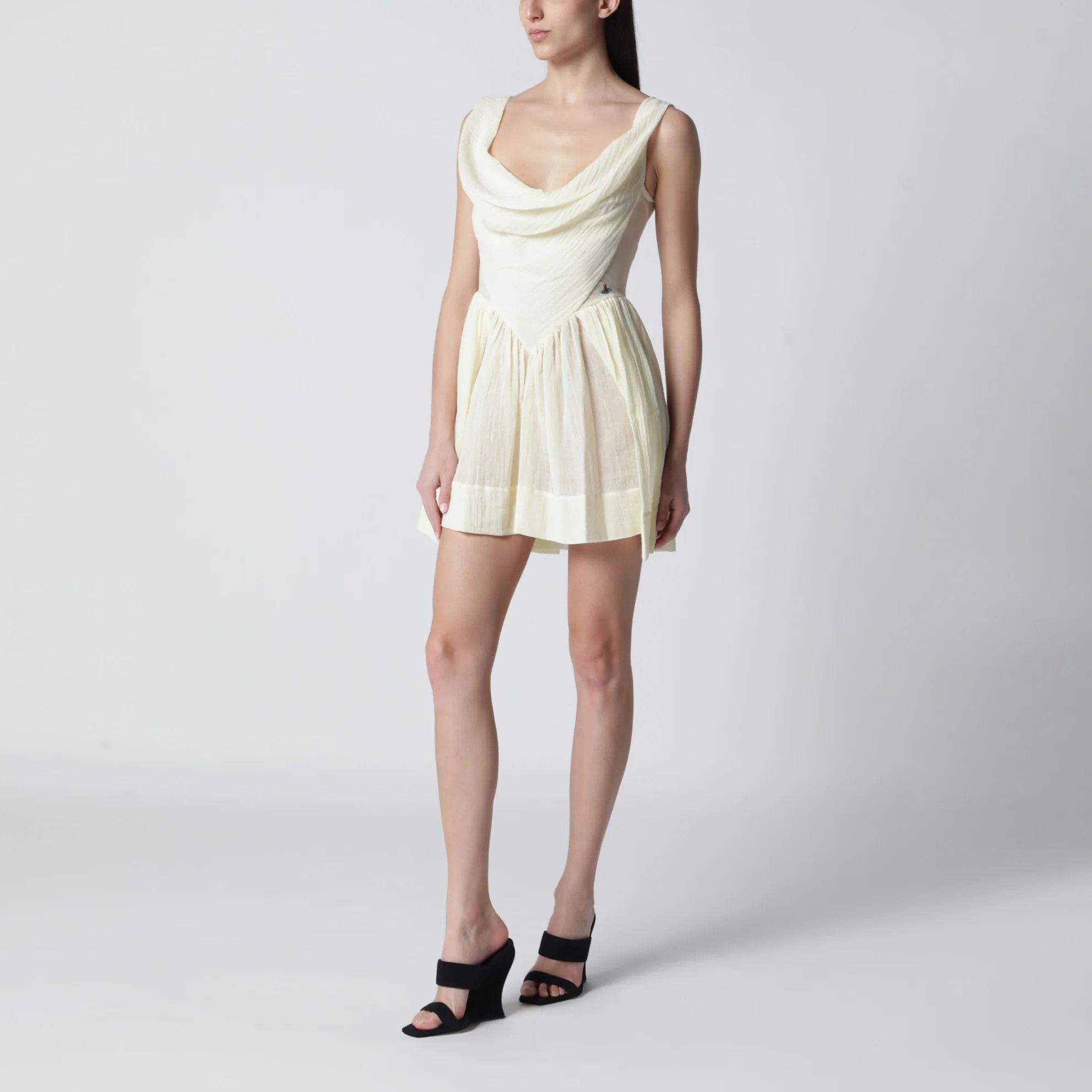 Vivienne Westwood o1d2blof0526 Sunday Cotton Mini Dress in Beige Size S / US 4 / IT 40 - 2 Thumbnail