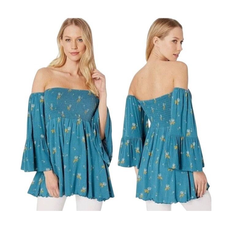 Free People Free People Lana Off-Shoulder Floral Print Peasant Blouse Wi Size S / US 4 / IT 40 - 1 Thumbnail