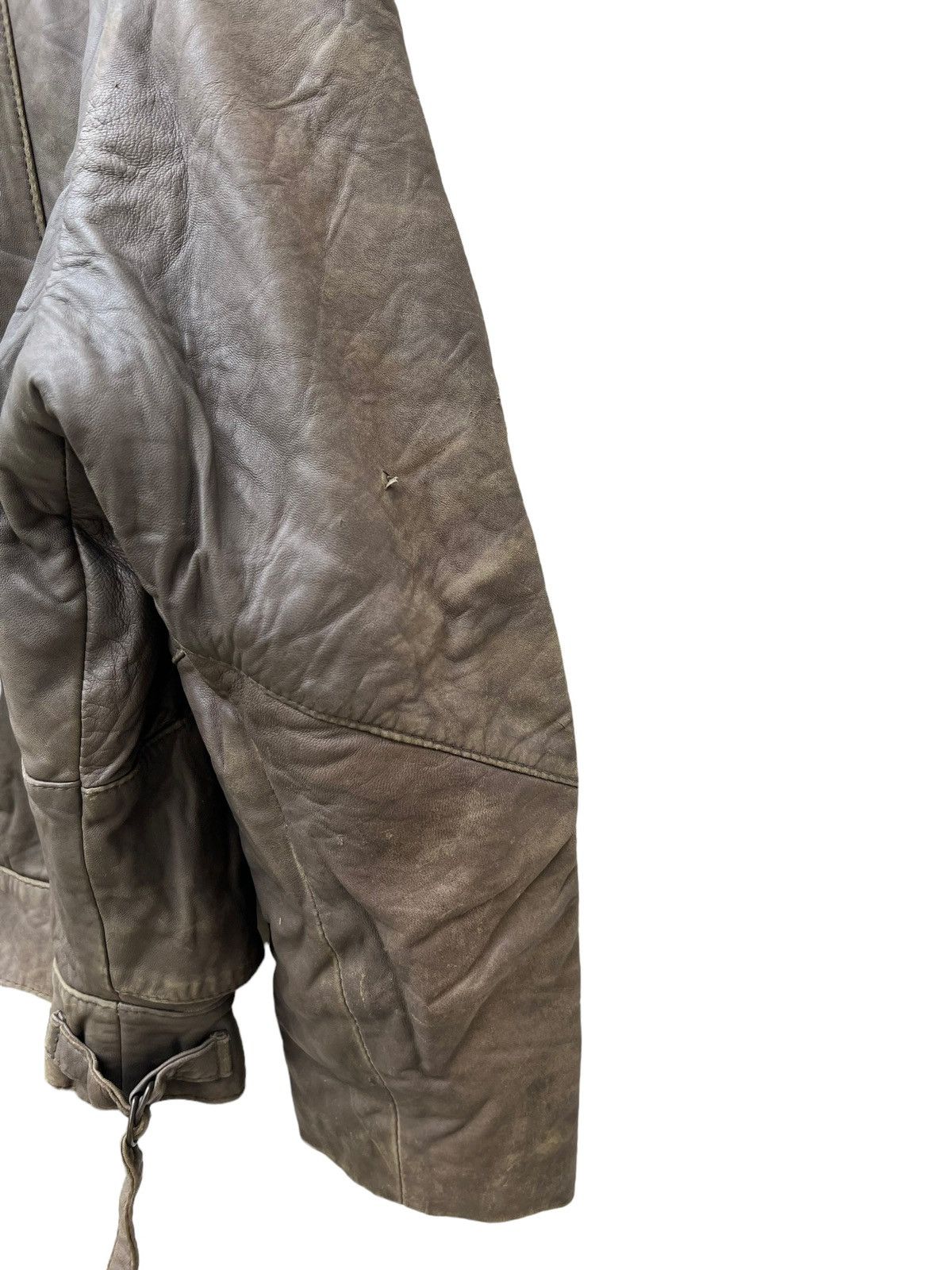 Leather Vintage Trashed Oliver Strelli Leather Jacket Size US XL / EU 56 / 4 - 16 Thumbnail
