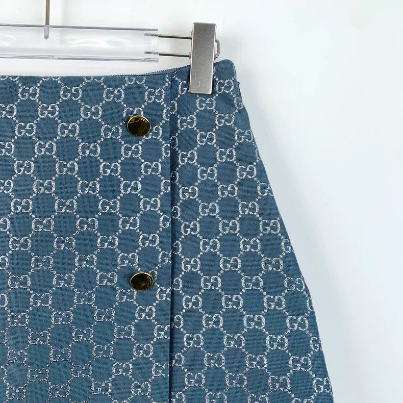 Gucci Gucci Blue logo jacquard full-print wool casual skirt 2503 Size 26" / US 2 / IT 38 - 3 Thumbnail