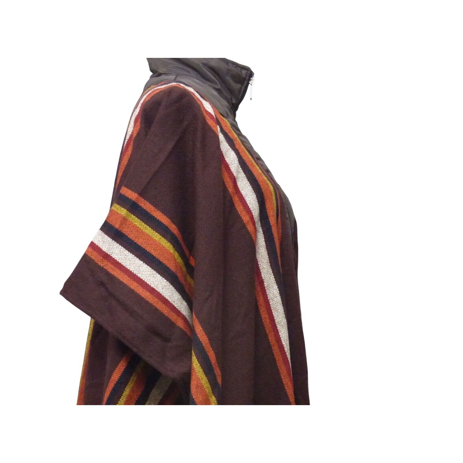 Steve Madden Steve Madden Striped Puff-neck, Poncho (Puffcho), Maroon Size ONE SIZE - 10 Thumbnail