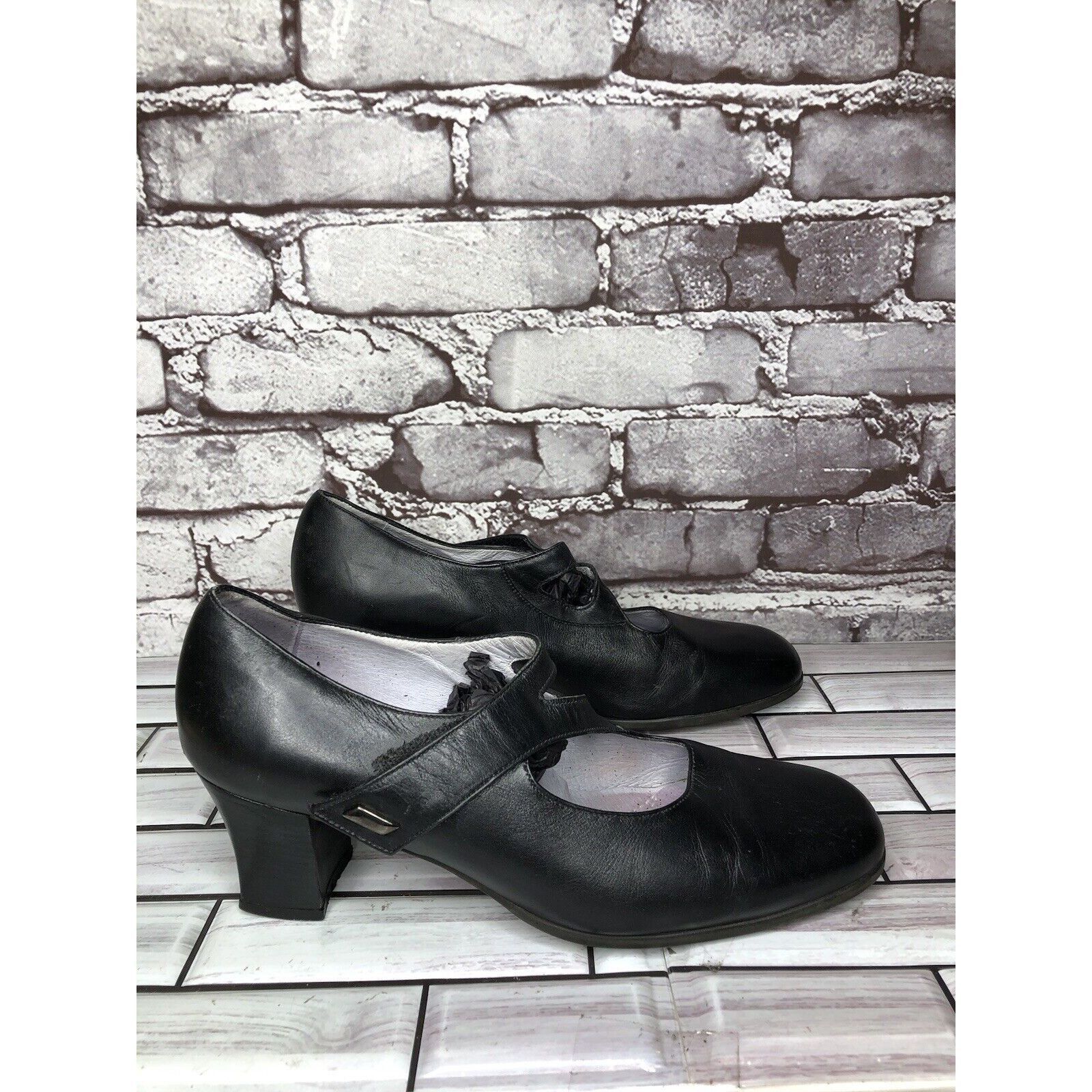 Beautiful Ful BeautiFeel Black Leather MaryJane Comfort Casual Pump Heels Size US 8.5 / IT 38.5 - 3 Thumbnail