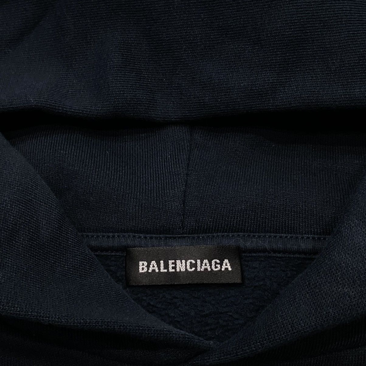 Balenciaga Balenciaga Script Hoodie Navy Size US XXS / EU 40 - 4 Thumbnail