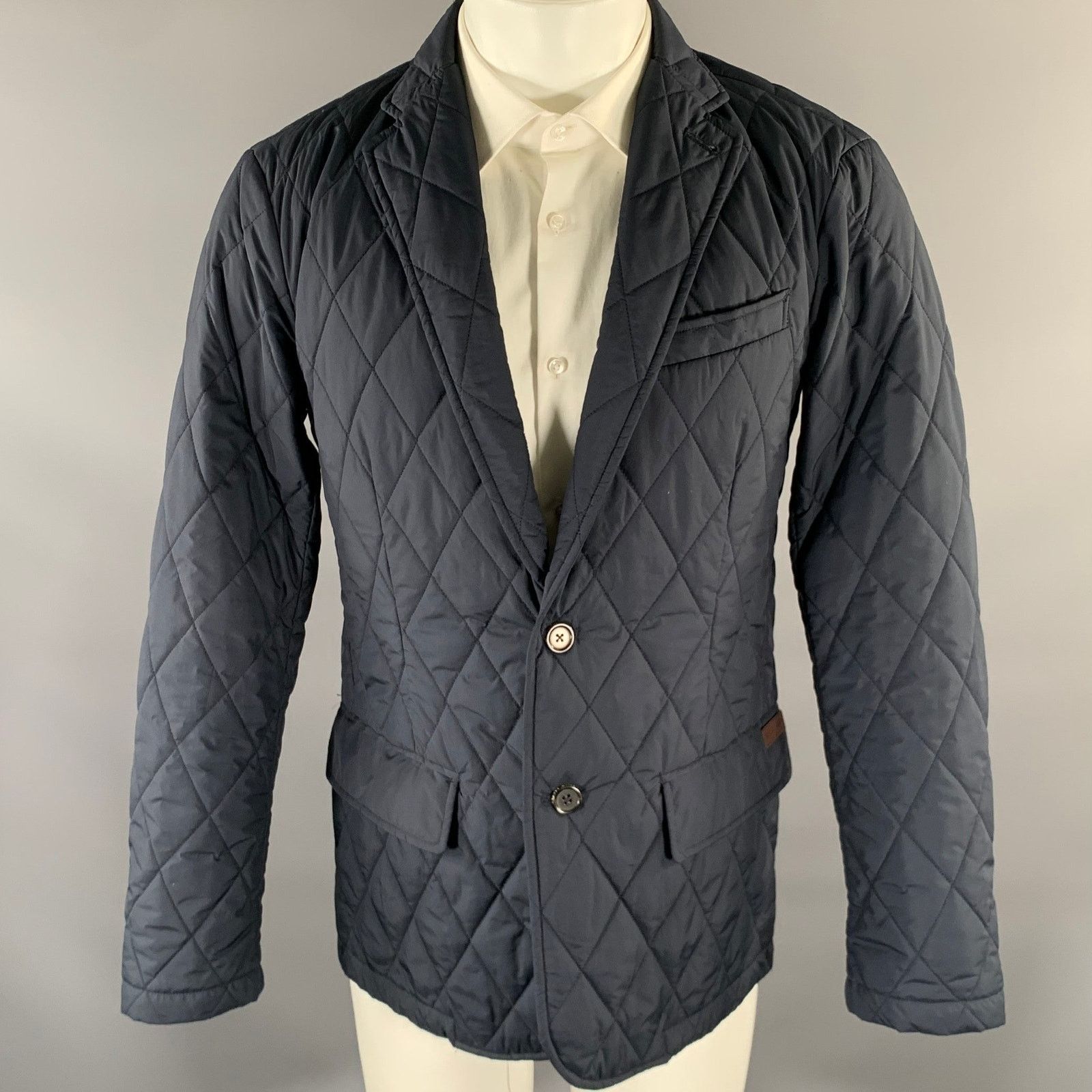 Ralph Lauren RALPH LAUREN Navy Quilted Polyester Notch Lapel Jacket Size US M / EU 48-50 / 2 - 1 Thumbnail