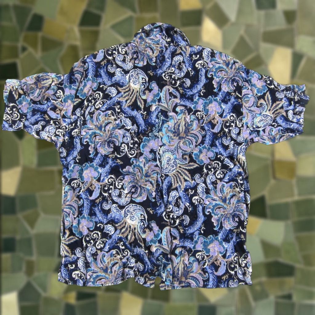 Vintage VINTAGE A.K.F. New York Blouse Shirt M Blue Paisley 80s 90s Floral Rayon Short Sleeve Womens Size M / US 6-8 / IT 42-44 - 1 Thumbnail