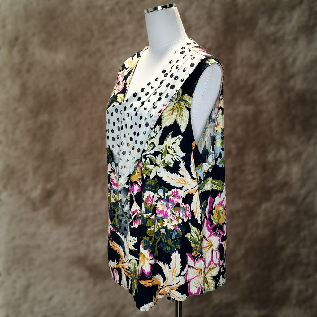 Soft Surroundings Soft Surroundings Flor De Pluma Blouse Top Sleeveless Floral Drape Tank Size 1X Multicolor Women Size XL / US 12-14 / IT 48-50 - 1 Thumbnail