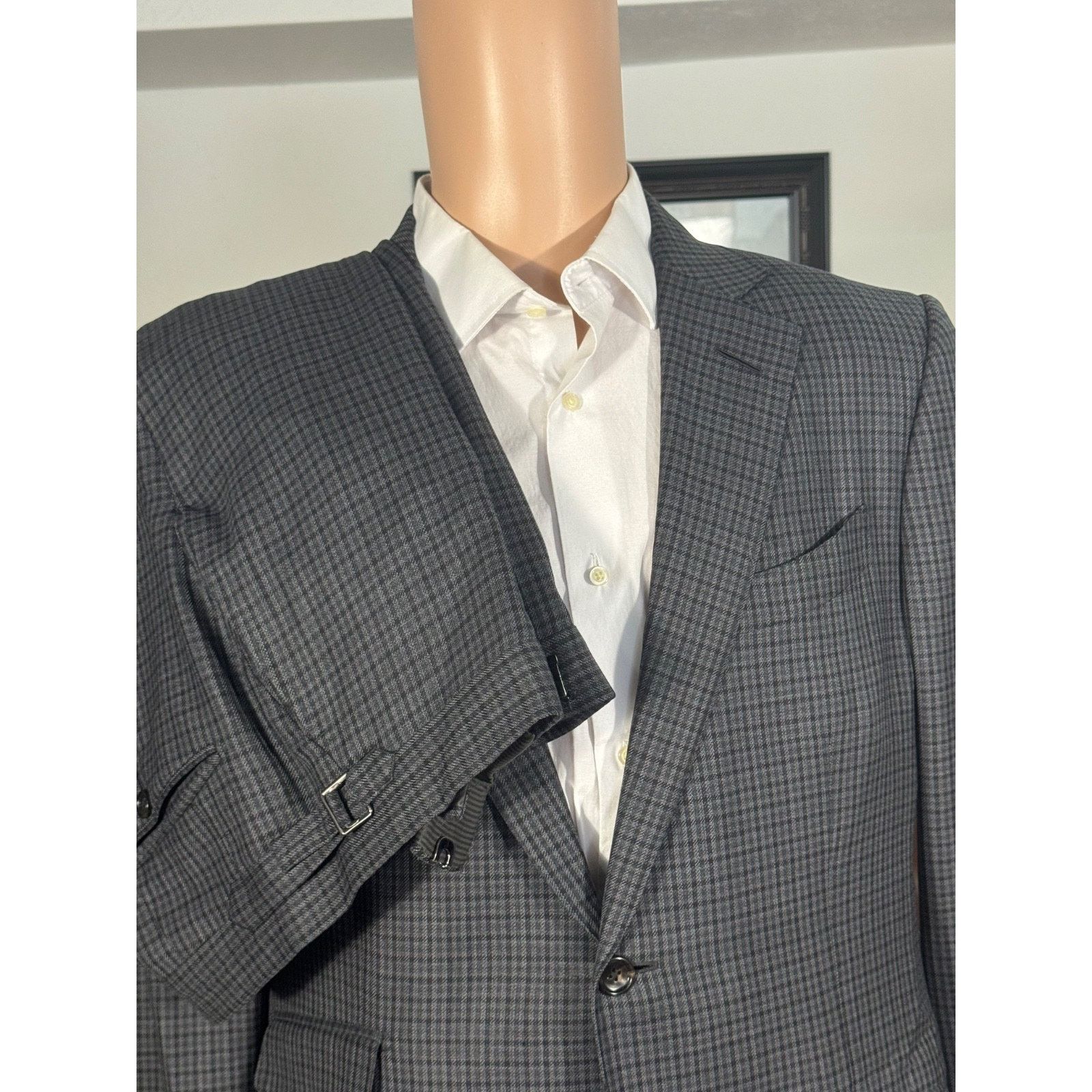 Tom Ford Tom Ford Wool Silk Houndstooth 2Pc Suit 52IT 42R US Gray Size 42R - 3 Thumbnail