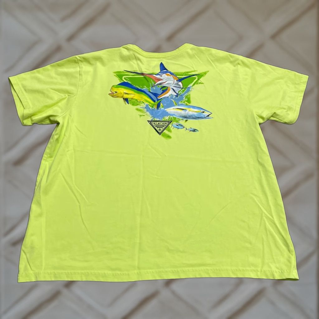 Vintage Columbia PFG T-Shirt Mens XXL Yellow Crew Neck Short Sleeve Casual Tee Shirt (Regular Fit) Size US XXL / EU 58 / 5 - 1 Thumbnail