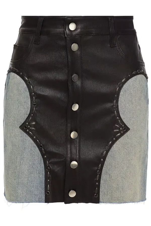 Amiri o1y0425 Denim Mini Skirt in Blue & Black Size 27" / US 4 / IT 40 - 1 Thumbnail