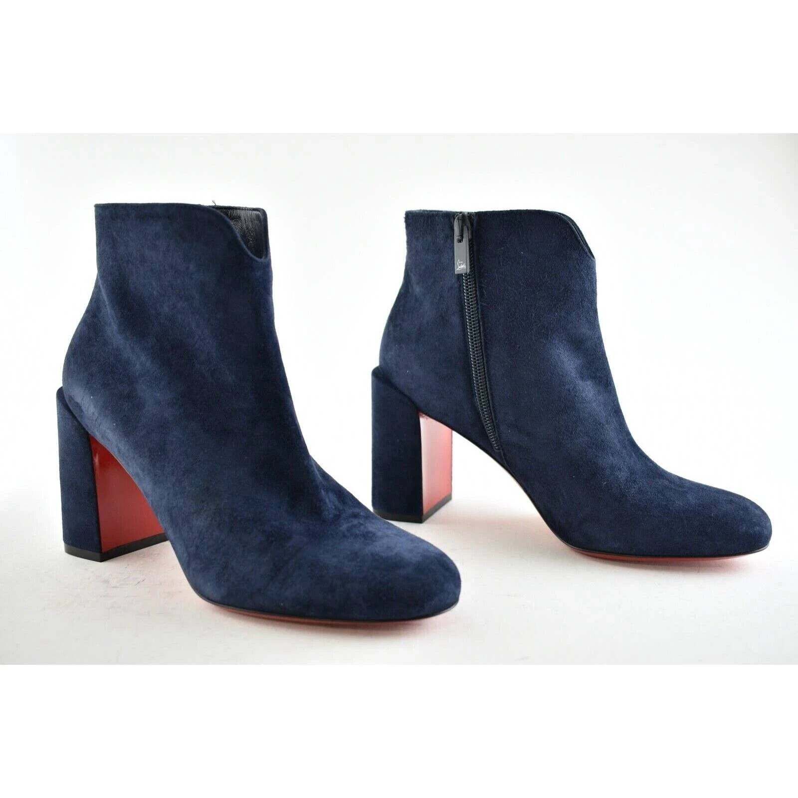Christian Louboutin Christian Louboutin Castarika 85 Nocturne Blue Suede Ankle Size US 5.5 / IT 35.5 - 4 Thumbnail