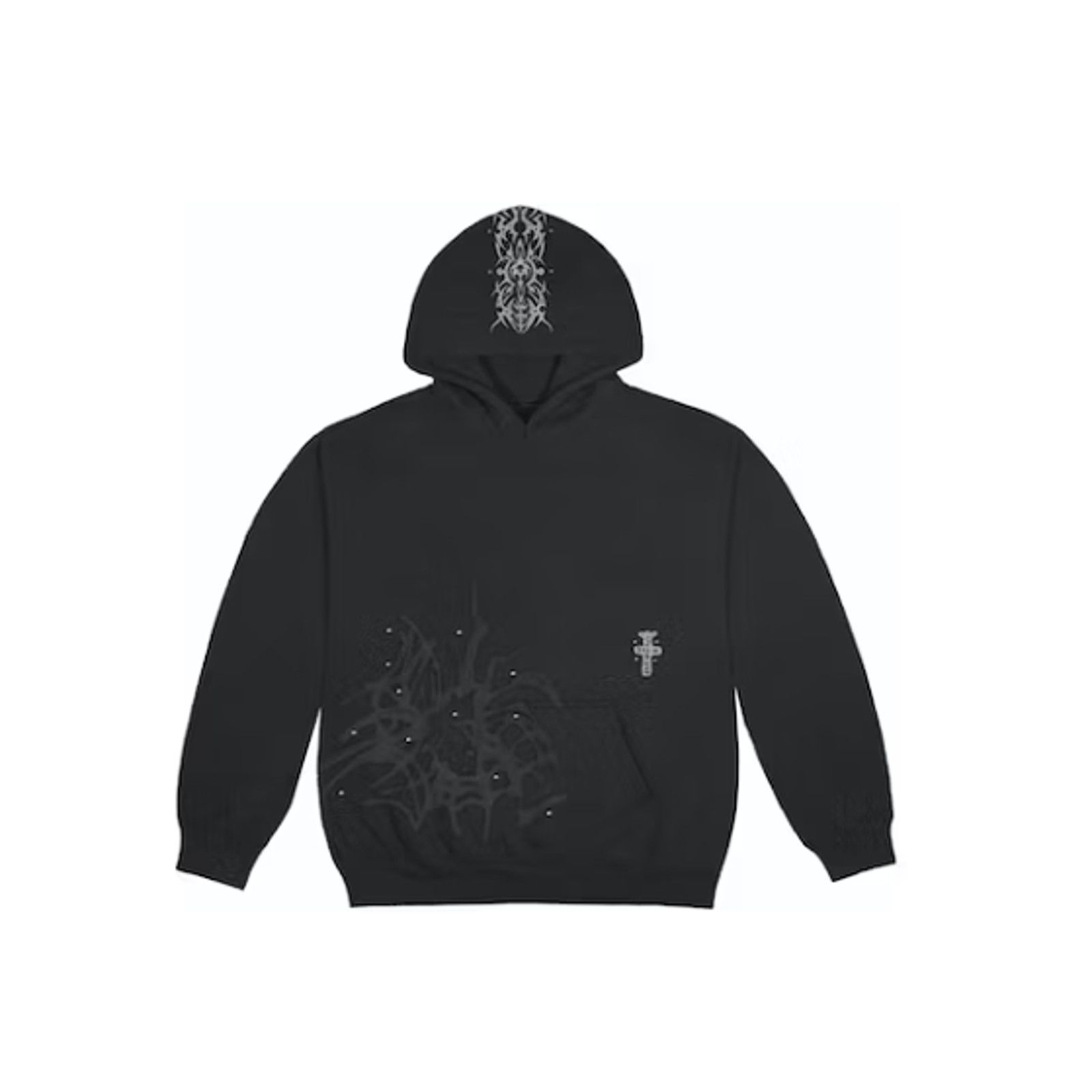 image of Travis Scott Studded Pullover Hoodie Black Large Ships Now, Men's