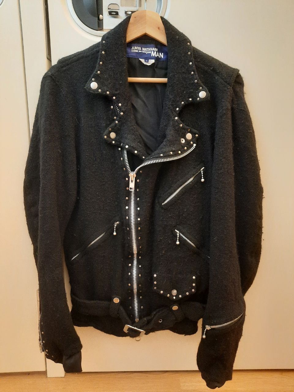 Junya Watanabe FW07 AW07 Boiled Milled Wool Studded Zip Biker Jacket Size US S / EU 44-46 / 1 - 1 Thumbnail