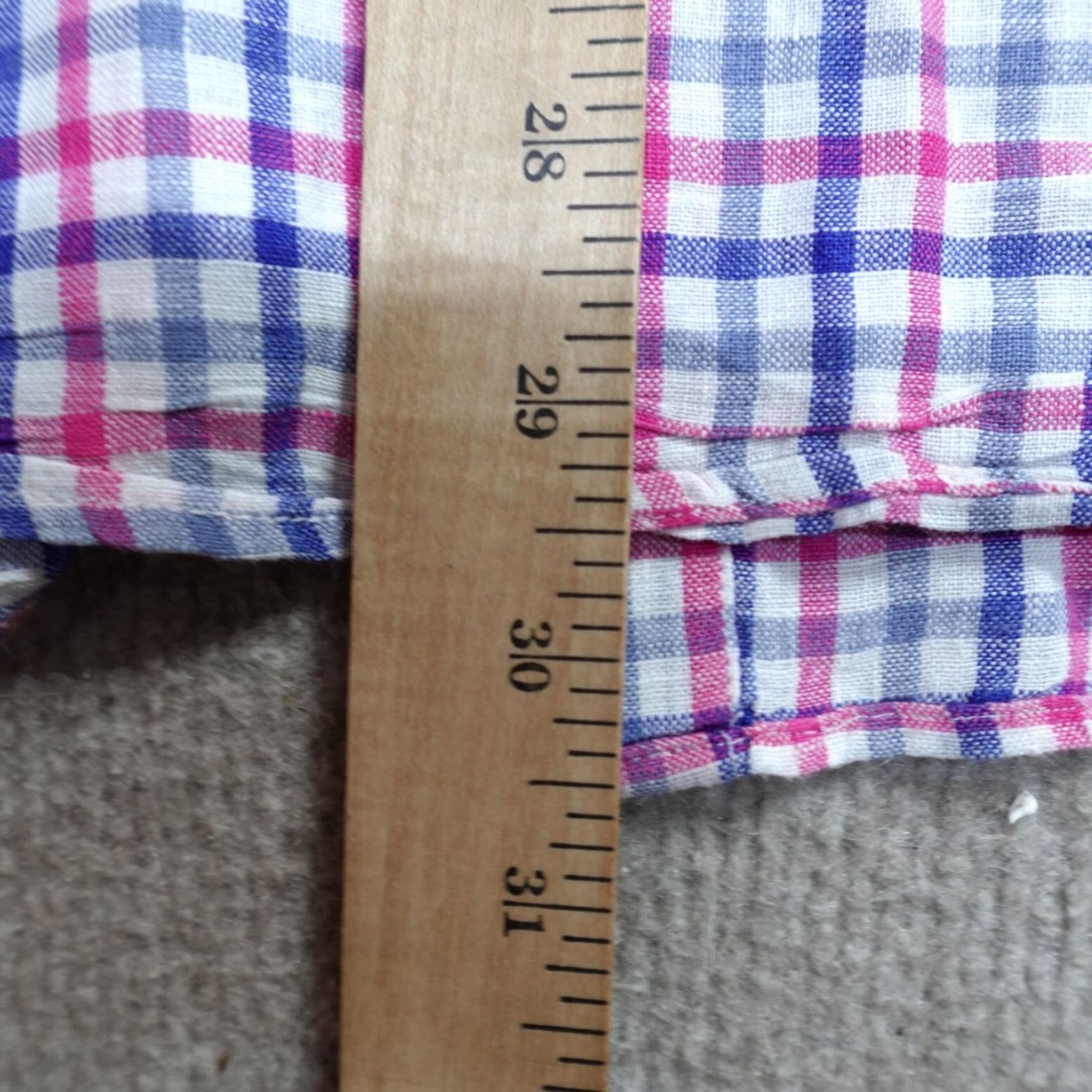 Vintage Mudo Shirt Medium Blue White Fuschia Plaid Check 100% Linen Button-Up Collar Down Long Sleeve Mens Regular Size US M / EU 48-50 / 2 - 5 Thumbnail