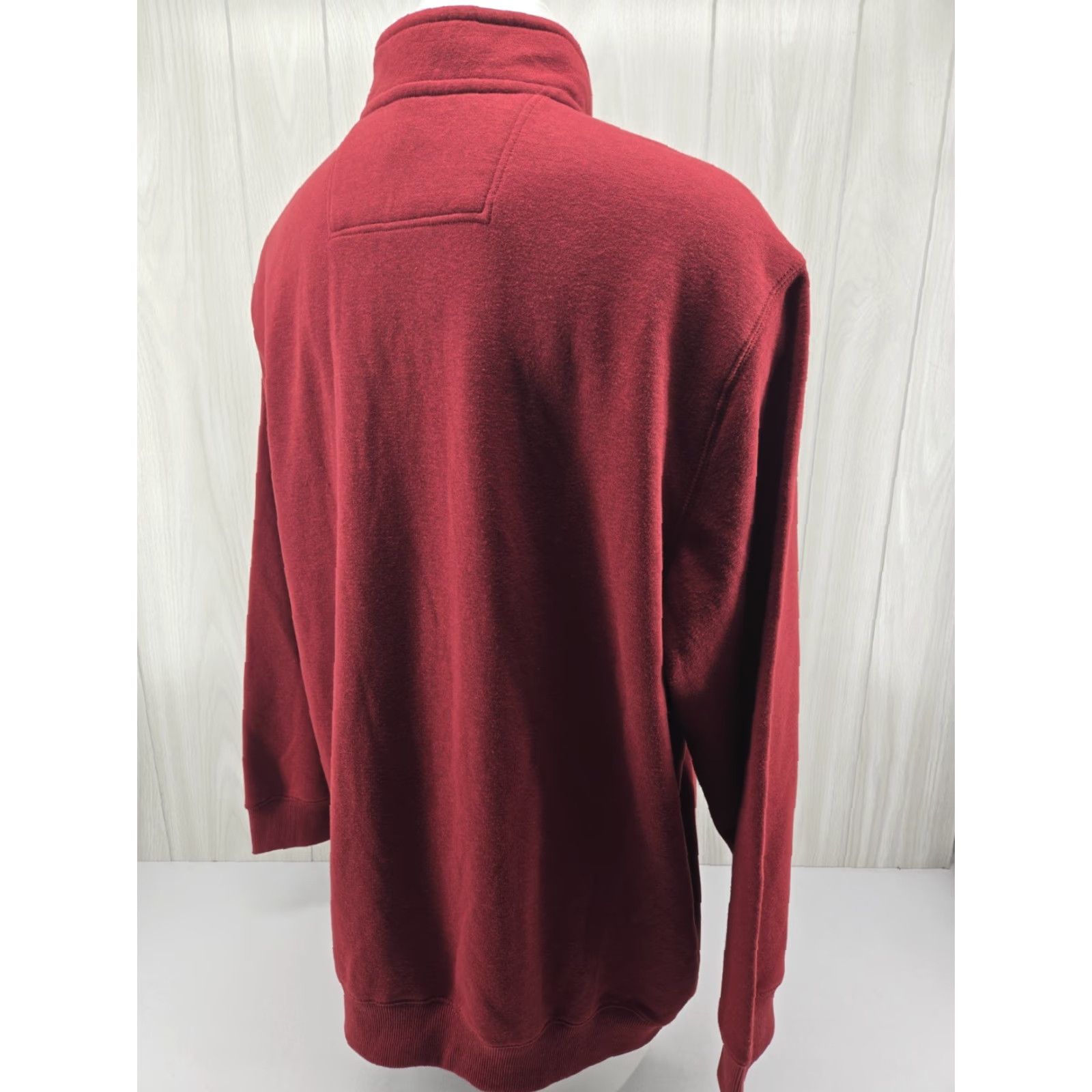 Izod VINTAGE Izod Sweater Mens 2XLT Tall Advantage 1/4 Zip Fleece Pullover Knit Mock Neck Red Cotton Polyester Solid 80s 90s Mens Size US XXL / EU 58 / 5 - 7 Thumbnail