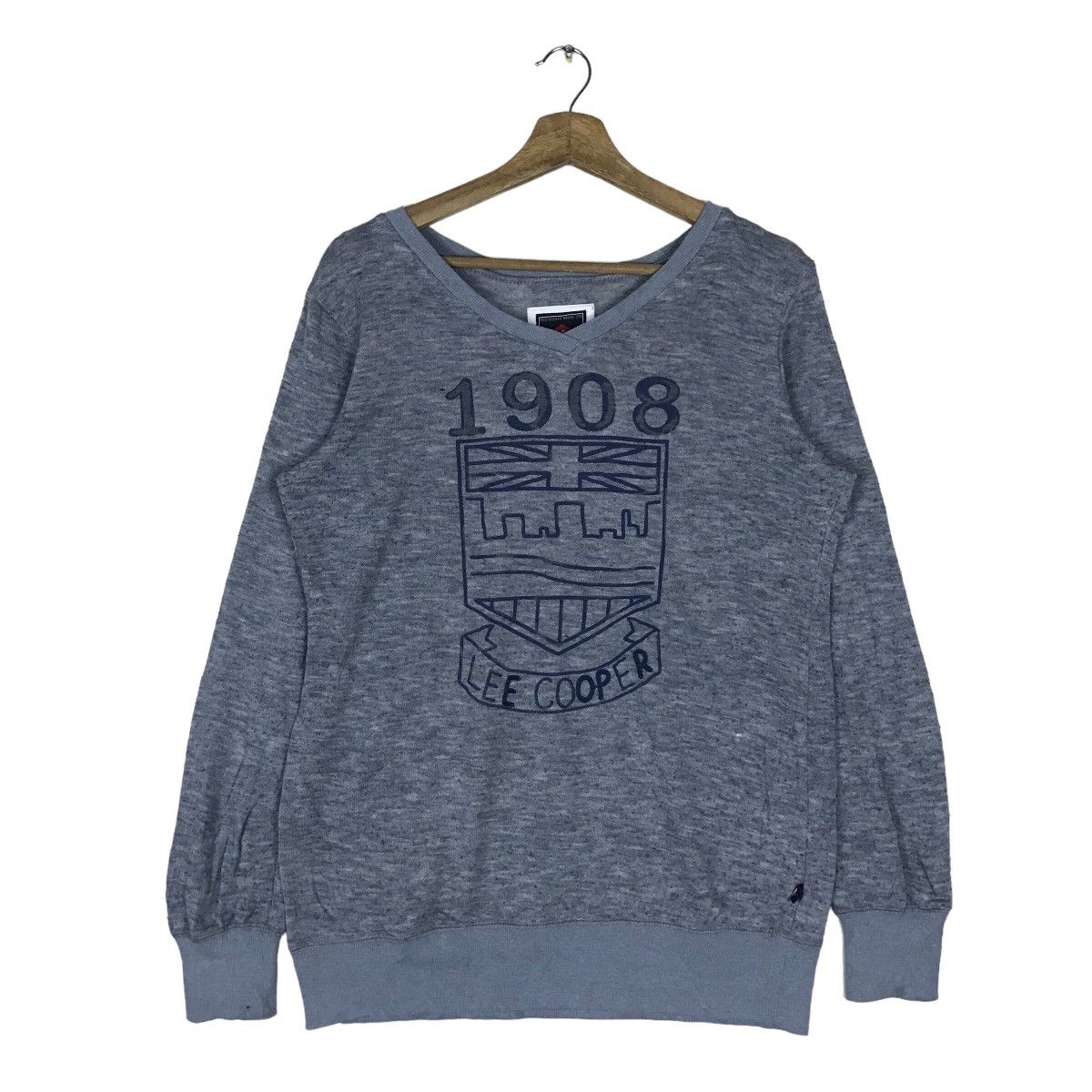 image of Vintage Lee Cooper Spell Out Pullover Jumper Sweatshirt in Grey, Men's (Size Medium)