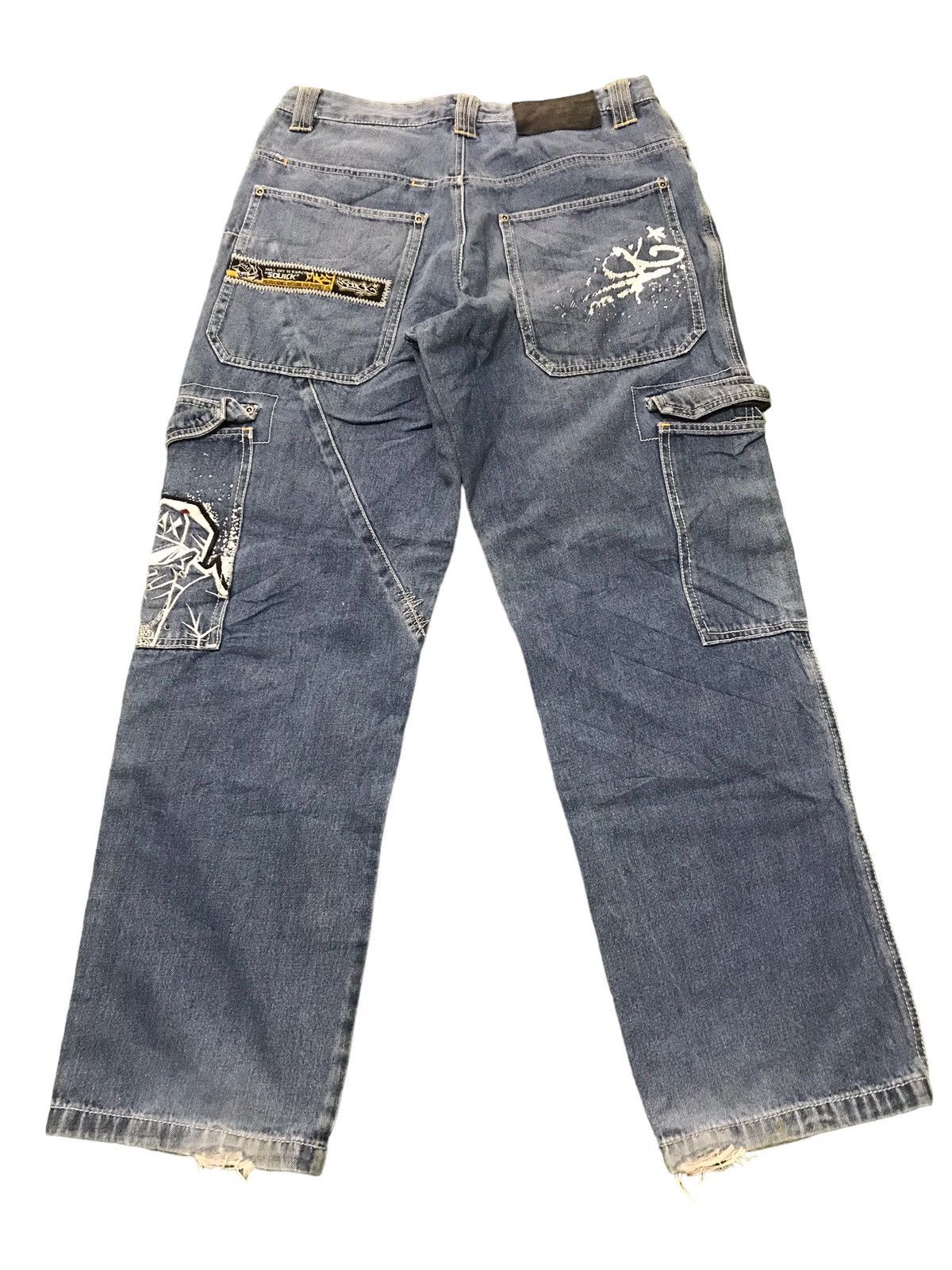 Japanese Brand JNCO Souick Embroidered Baggy Skateboard Denim Jeans Size US 33 - 11 Thumbnail