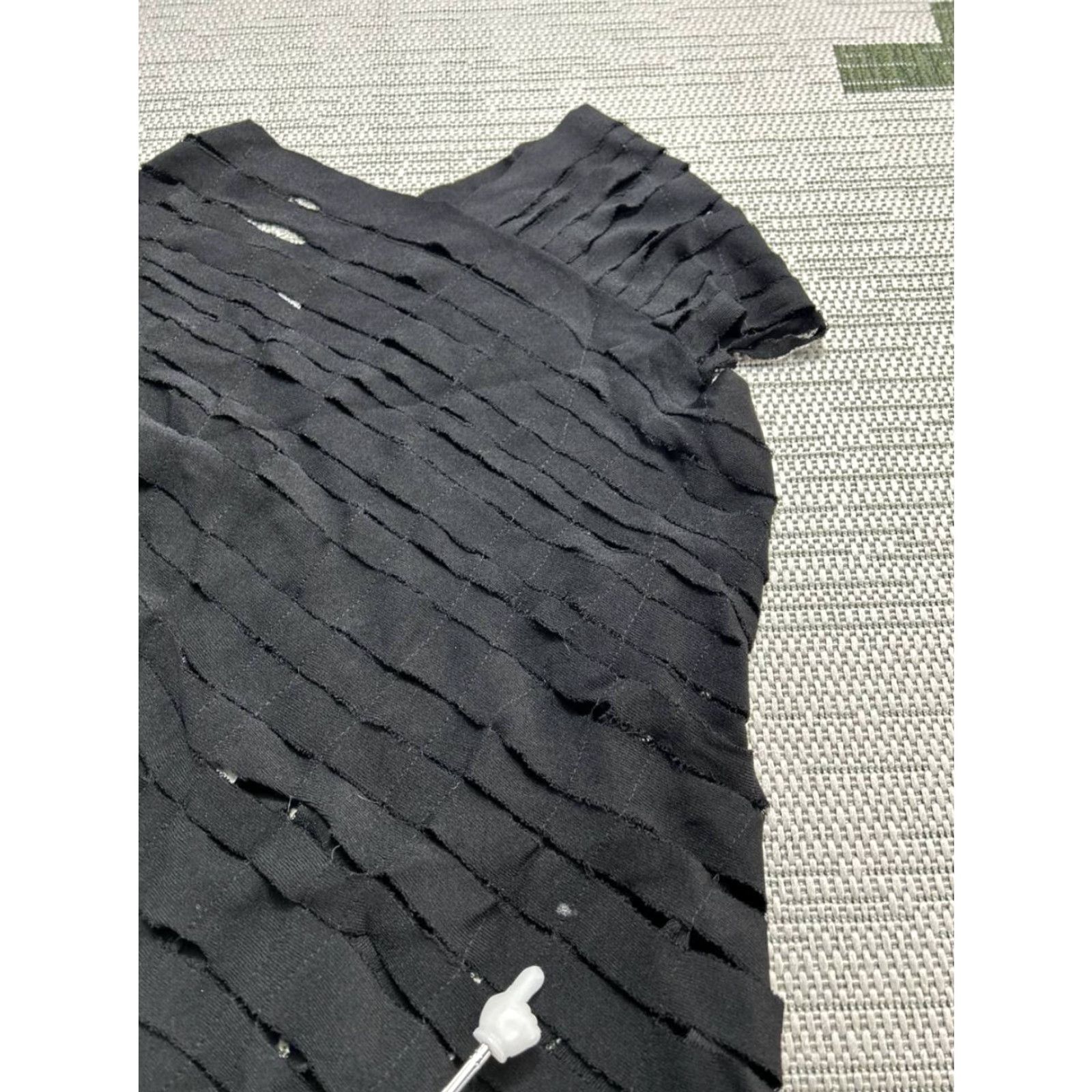 Alessandra Rich ALESSANDRA MARCHI Dress Women Midi Black Deconstructed Slashed Knit V-Neck Short Sleeve Pullover Pencil Dress 42 Designer City Classic Size M / US 6-8 / IT 42-44 - 5 Thumbnail