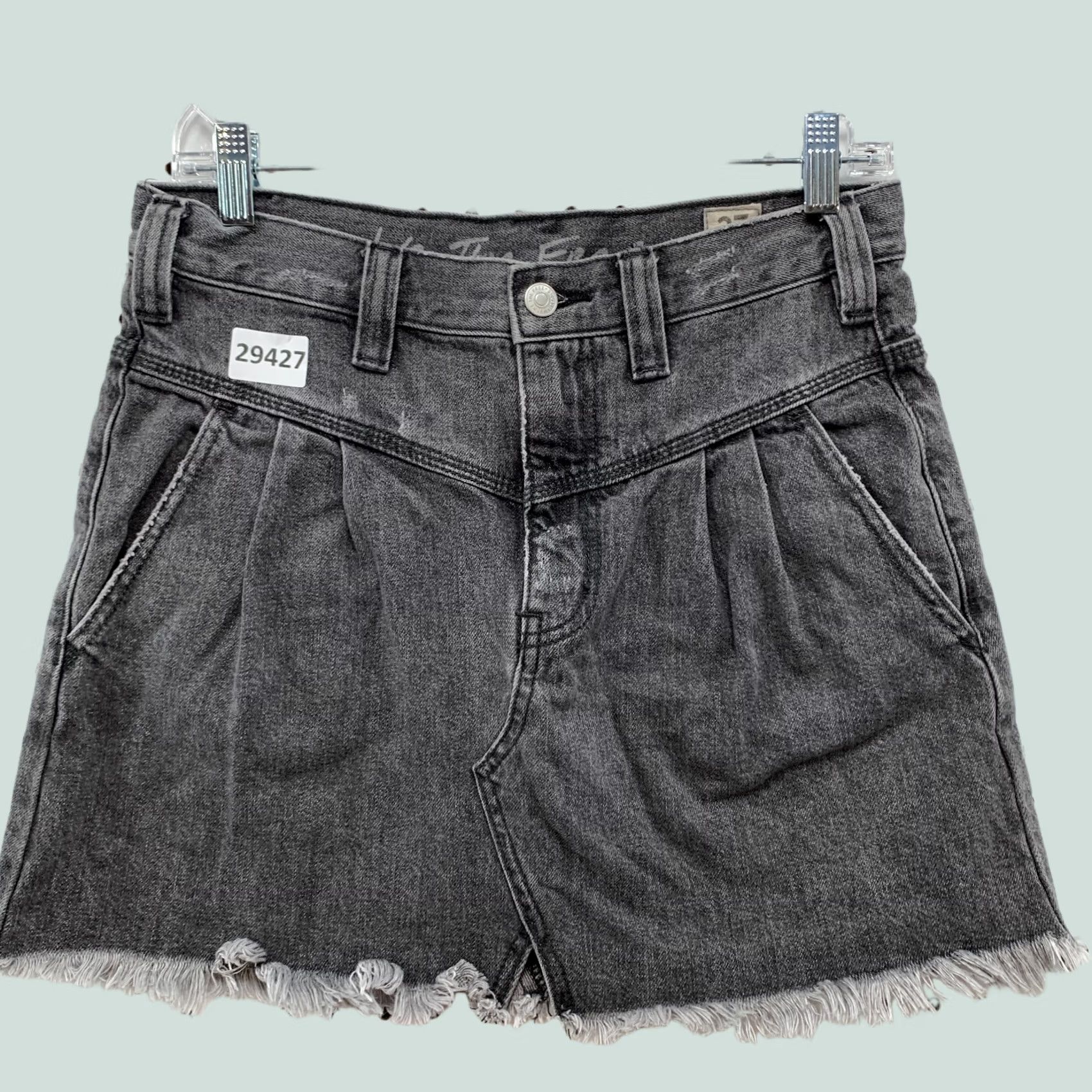 Free People Free People Denim Mini Skirt Womens Size 27 Gray Sidecar Pleat Size 27" / US 4 / IT 40 - 1 Thumbnail