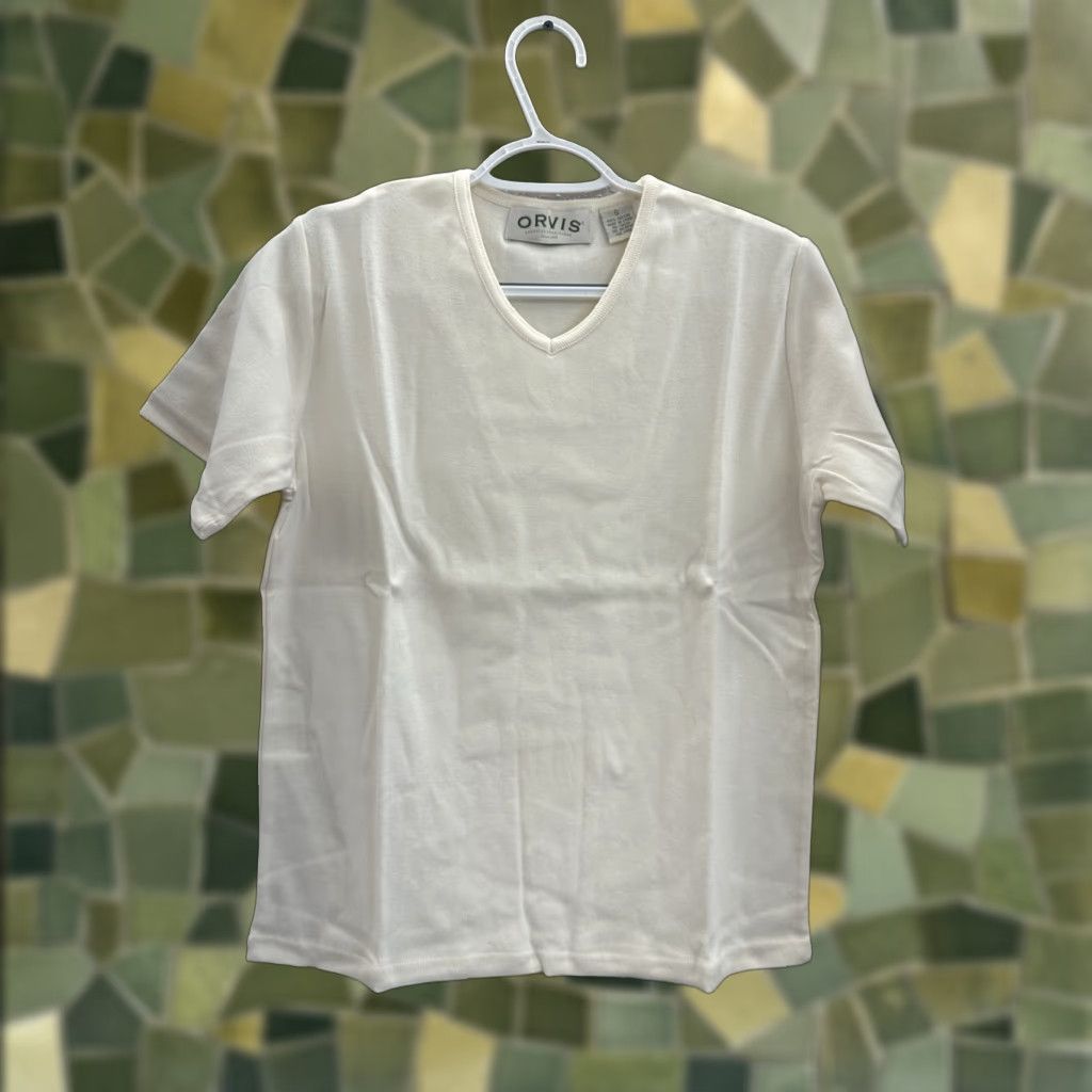 Orvis Orvis Womens Shirt Small Cream Short Sleeve V-Neck Cotton T-Shirt Casual Lightweight Regular Womens Size S Ivory Needle Size S / US 4 / IT 40 - 1 Thumbnail
