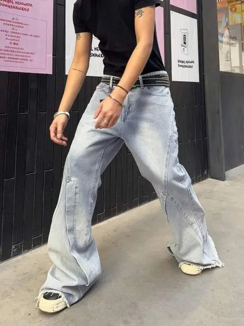 Japanese Brand × Vintage Flared Relaxed Wide Leg Jeans Futuristic Size US 34 / EU 50 - 2 Thumbnail